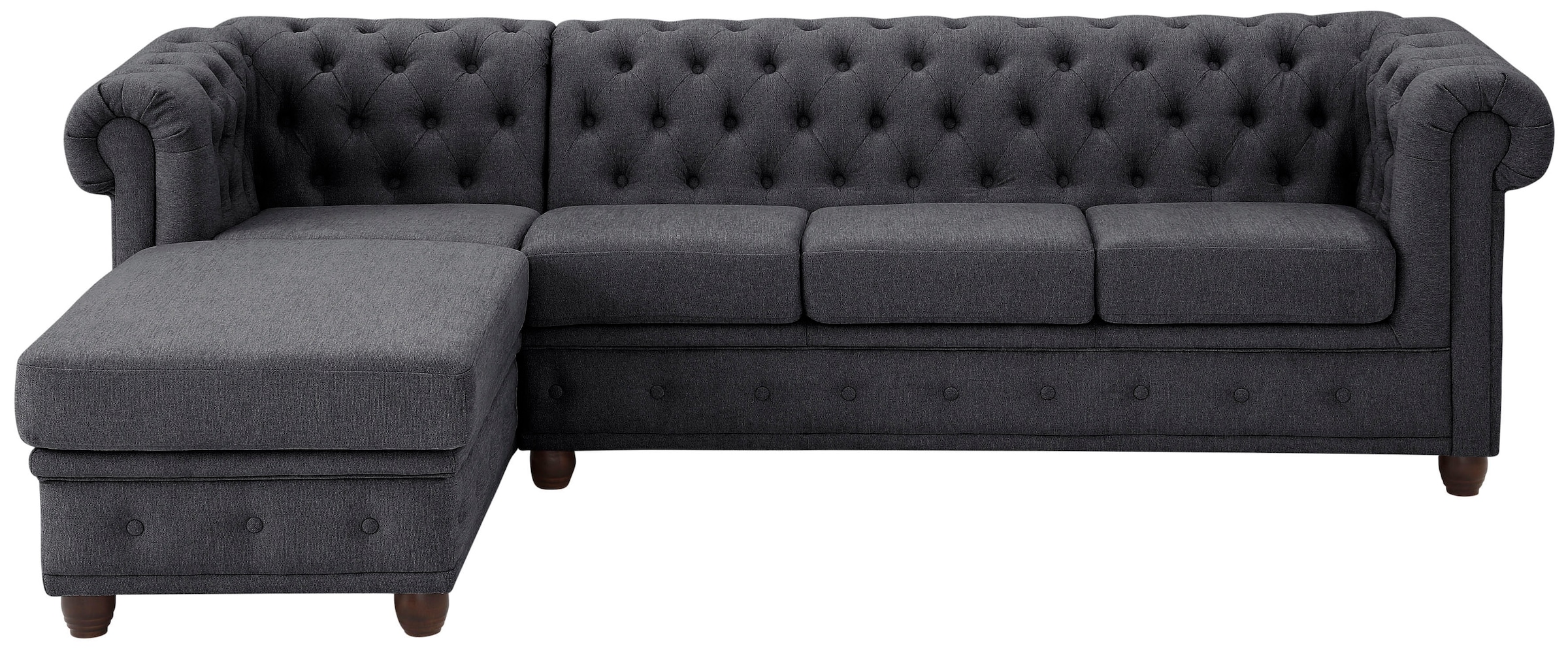 Home affaire Chesterfield-Sofa »New Castle L-Form«, hochwertige Knopfheftung in Chesterfield-Design, B/T/H: 255(171/72)