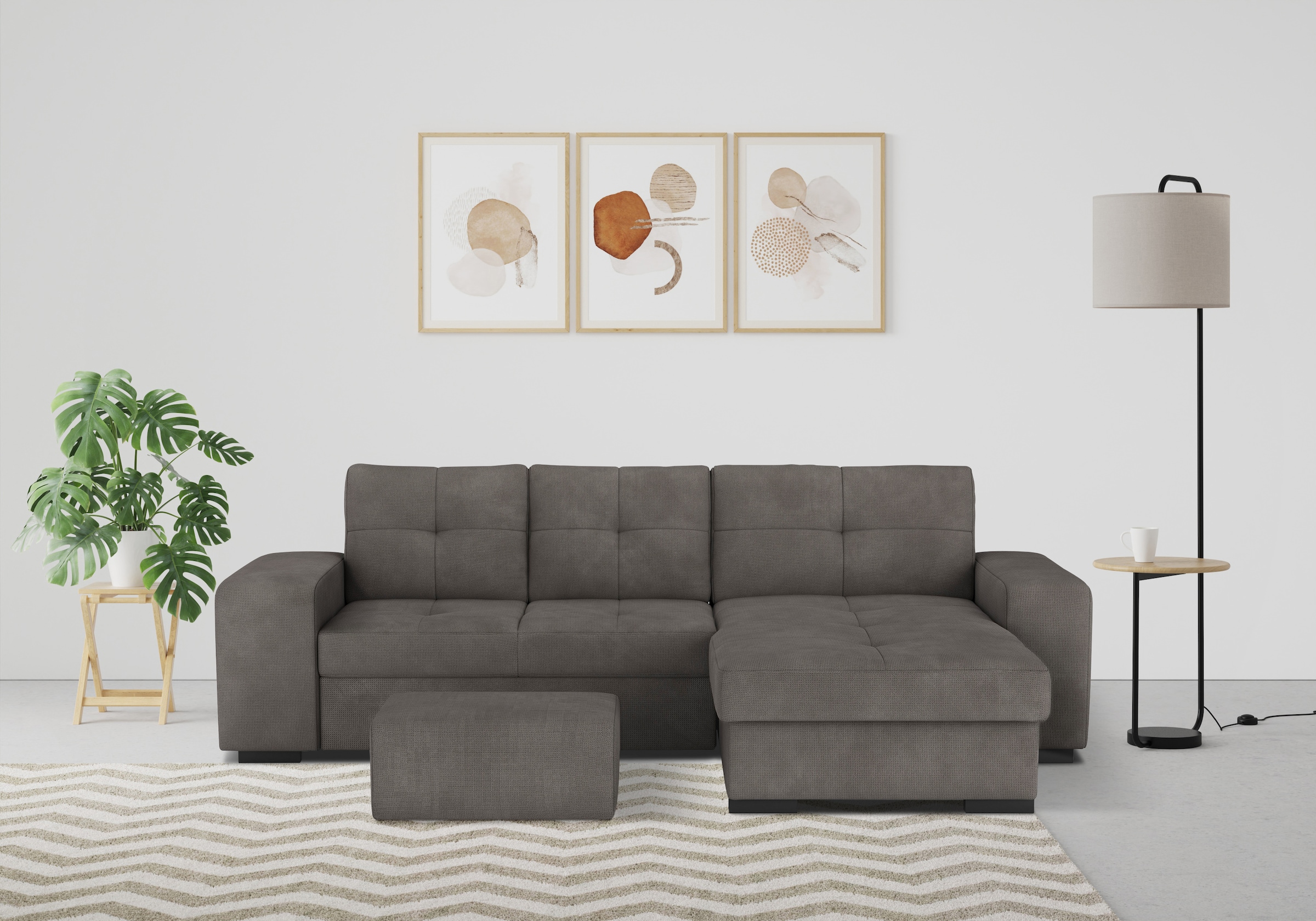 COTTA Ecksofa »Mattina L-Form«, mit Hocker, wahlweise mit Bettfunktion & Be günstig online kaufen