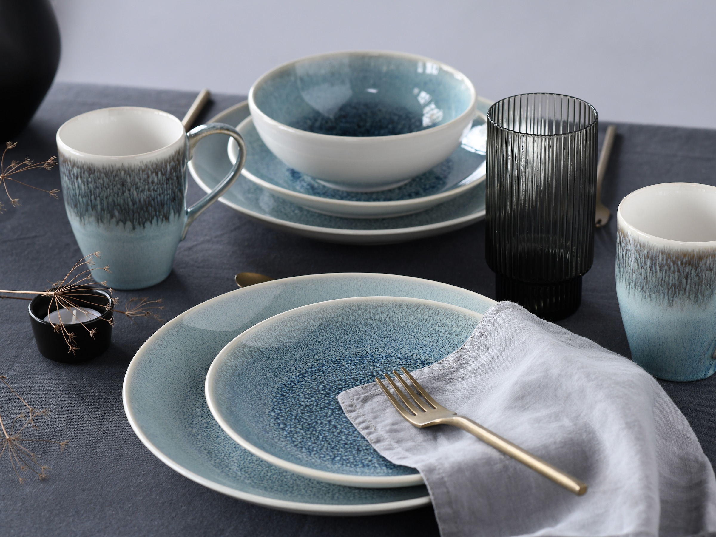 CreaTable Kombiservice »Caldera«, (Set, 8 tlg.), irisierende Glasur