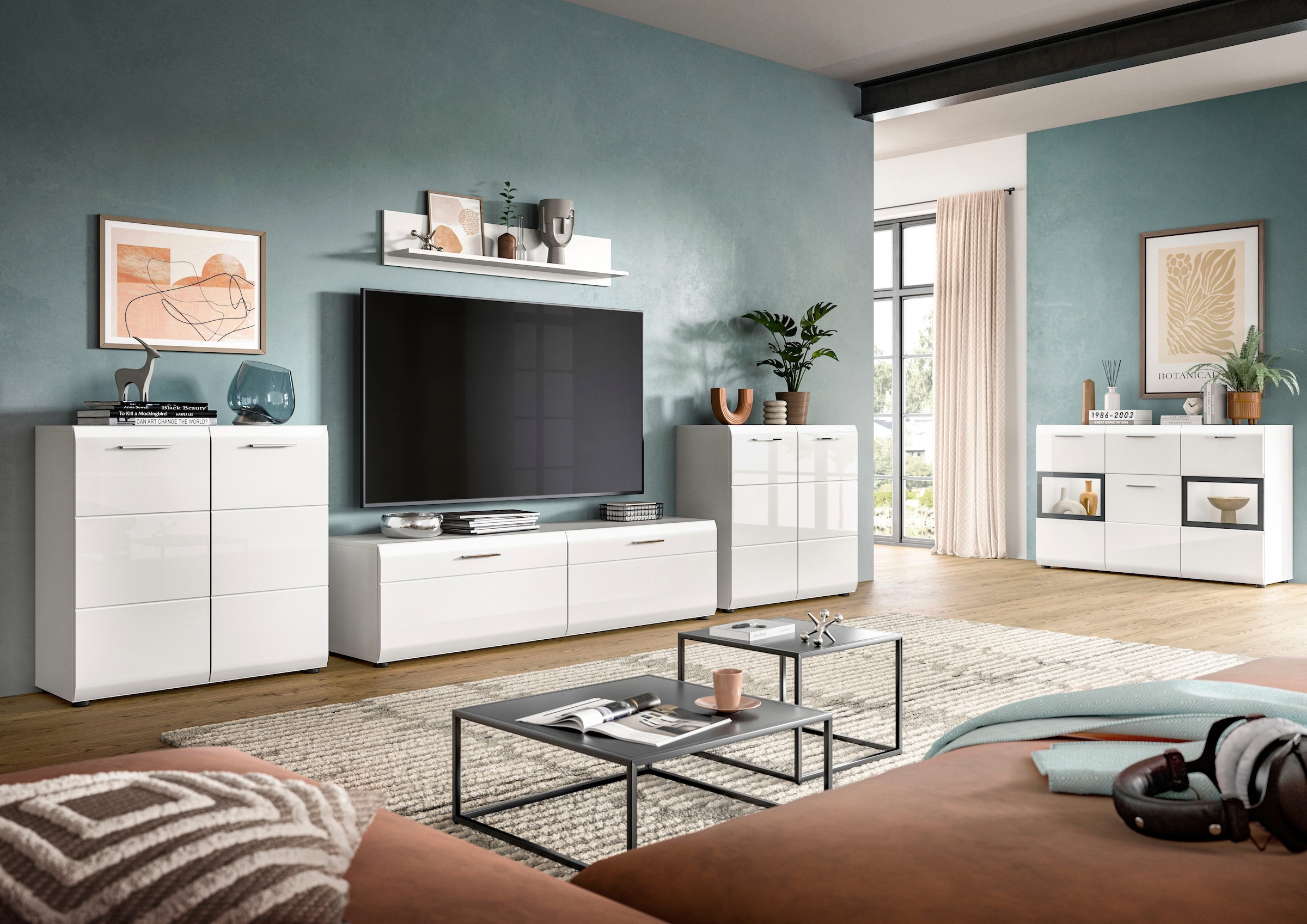 INOSIGN Kommode »FLORENZ, hochwertige MDF-Front,Rillenfräsung, 2 Türen, 3 Fächer« 1 Stk. tlg. Kommode, Anrichte, Wohnzimmerschrank