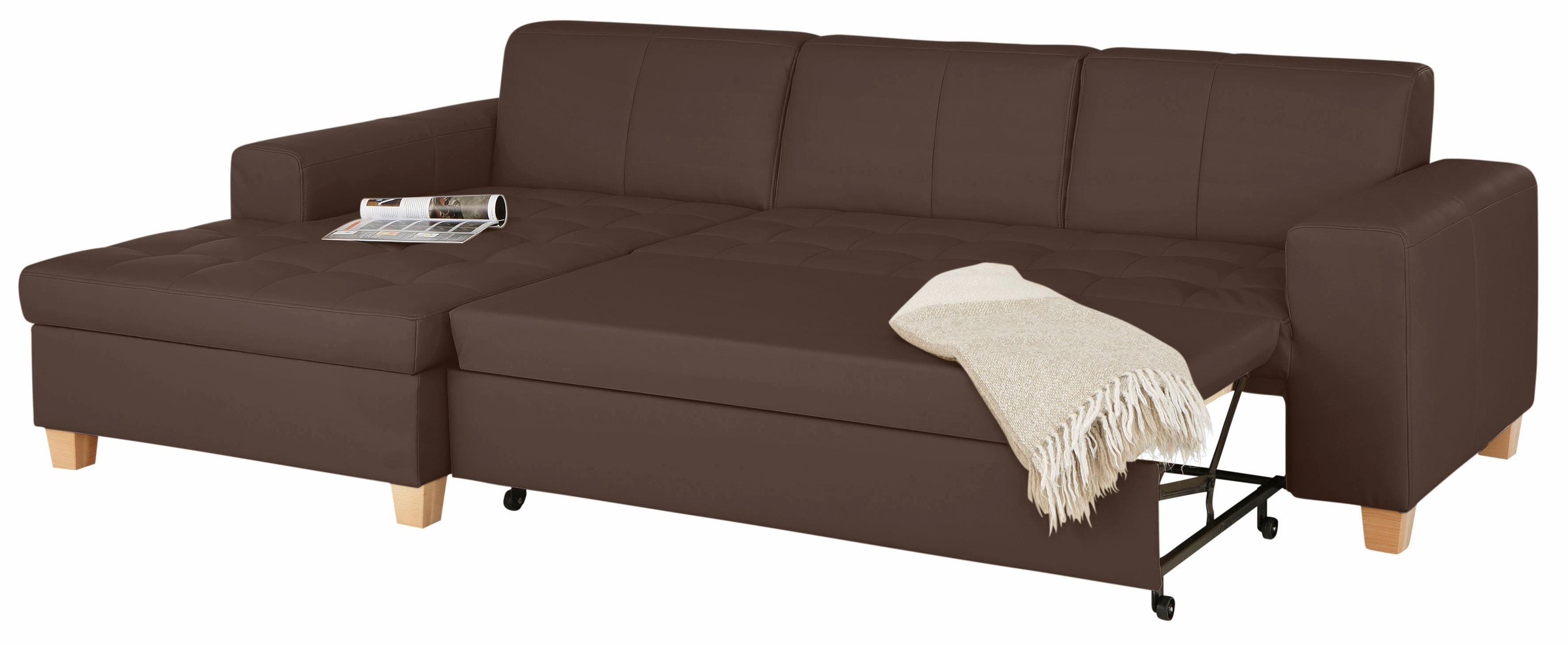 Home affaire Ecksofa "Corby L-Form" wahlweise mit Bettfunktion, Steppung au günstig online kaufen