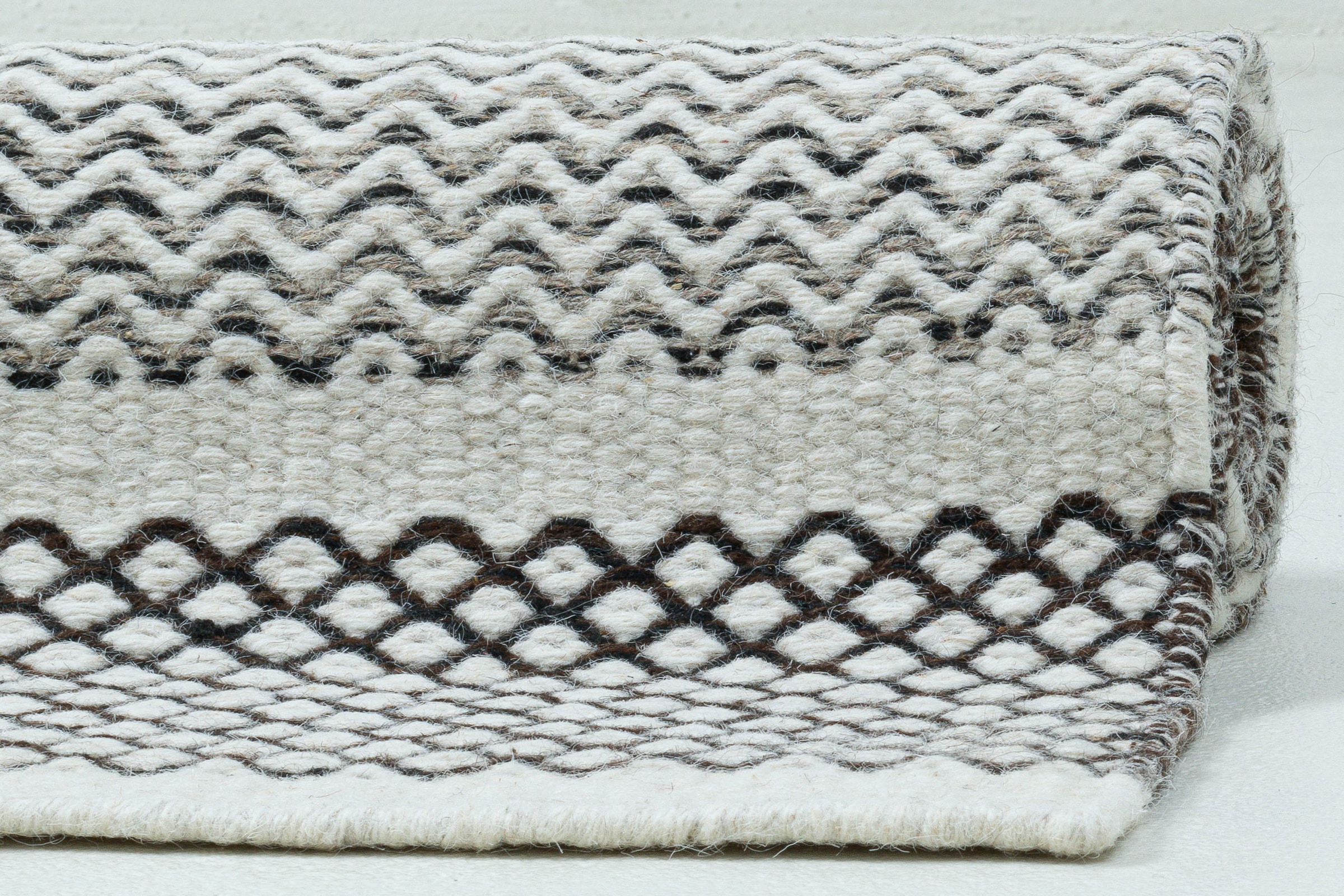 my home Wollteppich »Diemlern«, rechteckig, 10 mm Höhe, Handweb Teppich, reine Wolle, gestreift, modernes Design, Wohnzimmer