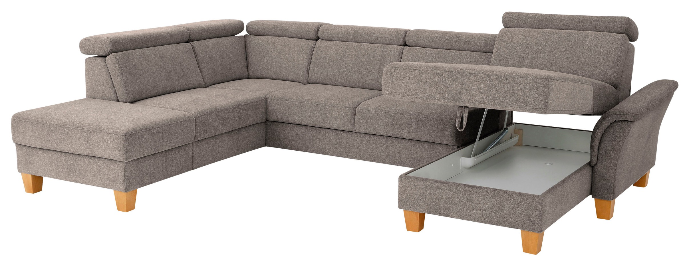 Home affaire Wohnlandschaft »Conville U-Form«, Kopfteilverstellung wahlweise mit Bettfunktion und Bettkasten