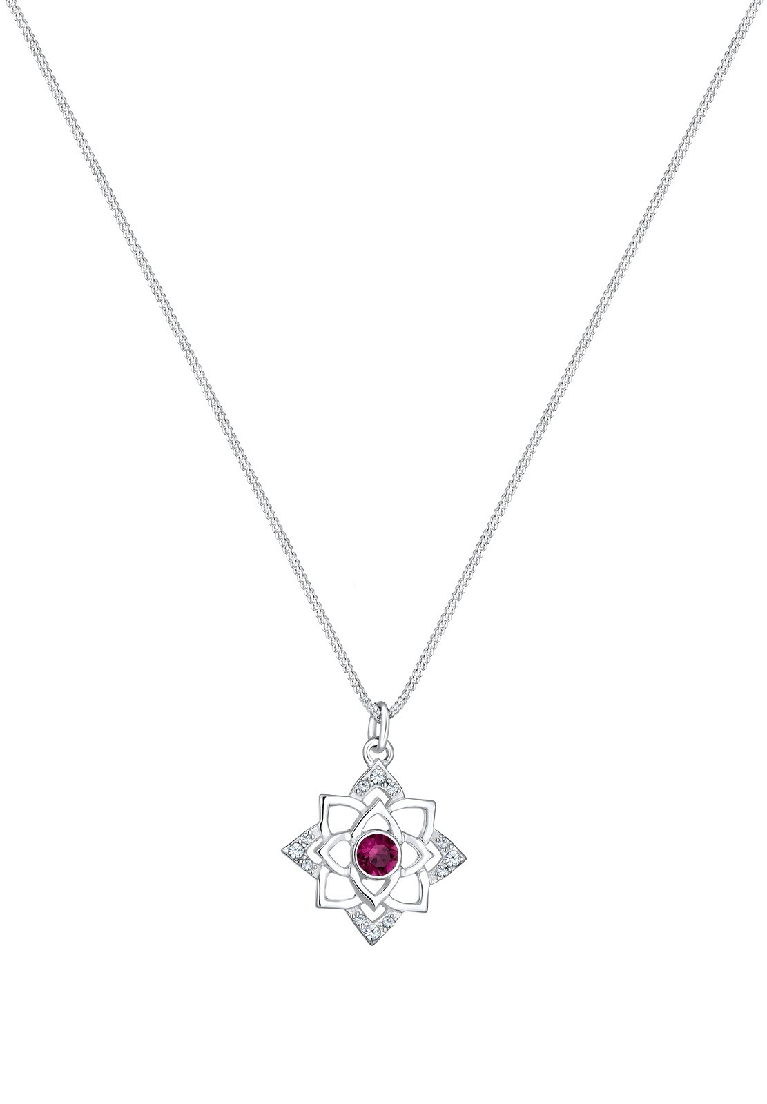 Elli Collierkettchen »Geburtsstein Lotus Kristalle 925 Silber«