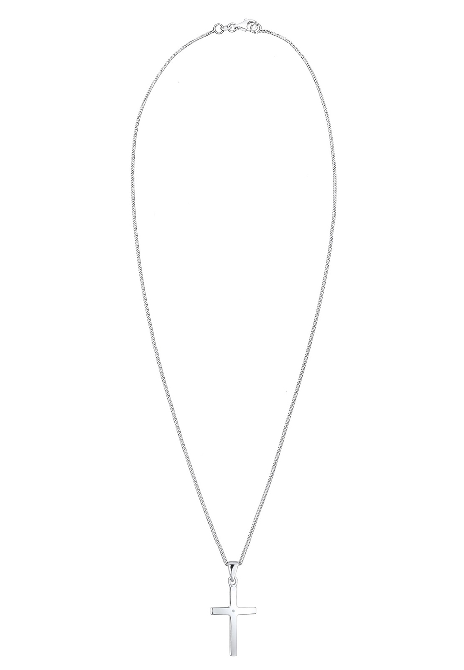 Elli DIAMONDS Collierkettchen »Kreuz Glaube Diamant (0.005 ct) Basic 925 Silber«