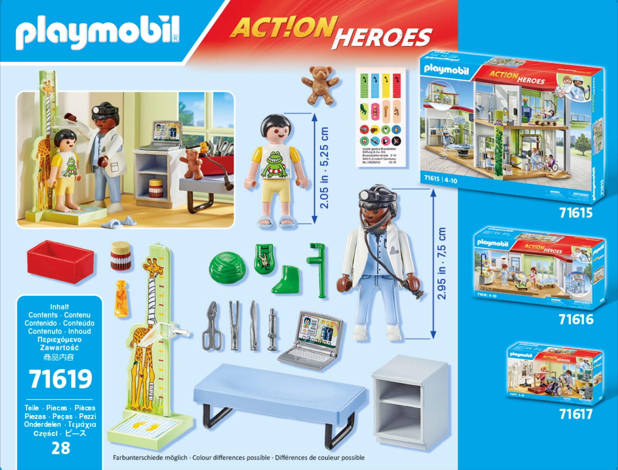 Playmobil® Konstruktions-Spielset »Kinderarzt mit Teddybär (71619), Action Heroes«, (28 St.), Made in Europe