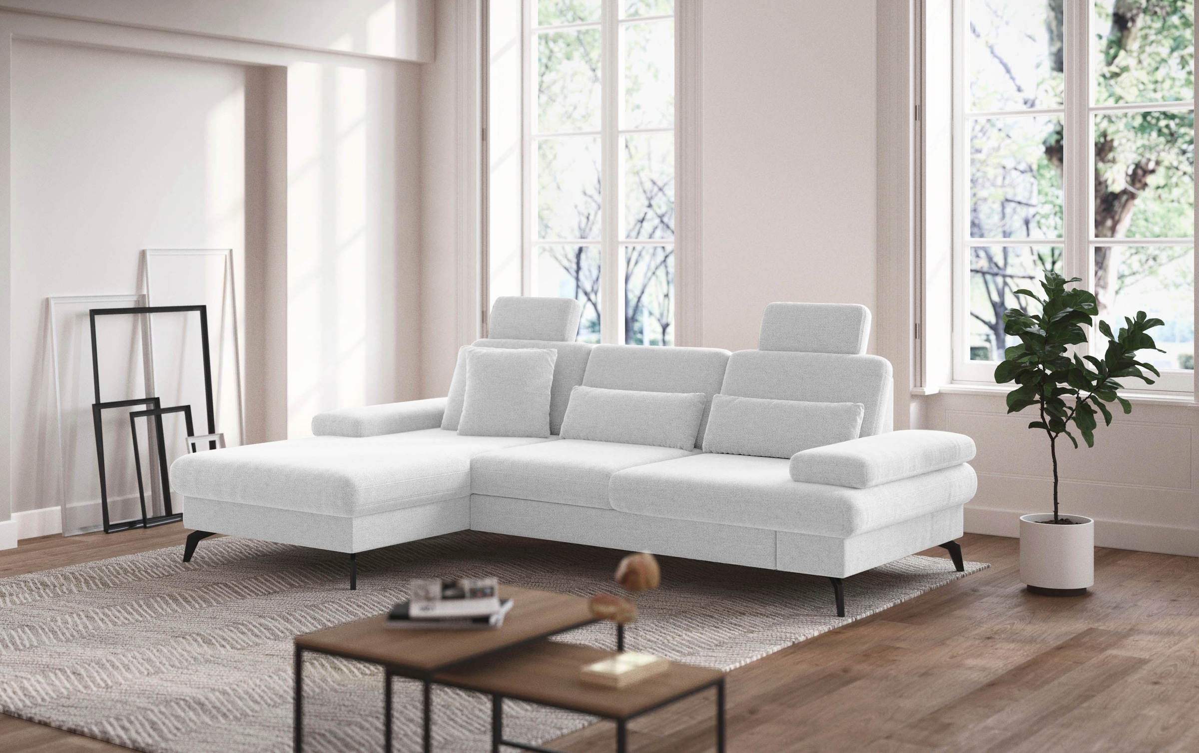 sit&more Ecksofa »Morris L-Form, inkl. Sitztiefenverstellung«, wahlweise mit Armteilverstellung, Bettfunktion & Bettkasten