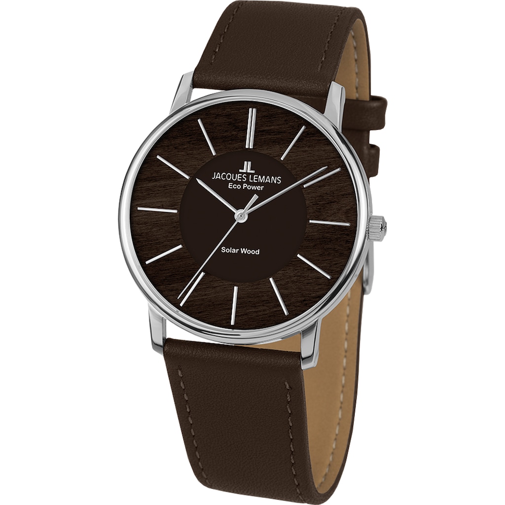 Jacques Lemans Solaruhr »Eco Power Solar Wood, 1-2105A«, Herrenuhr, Damenuhr, Armbanduhr