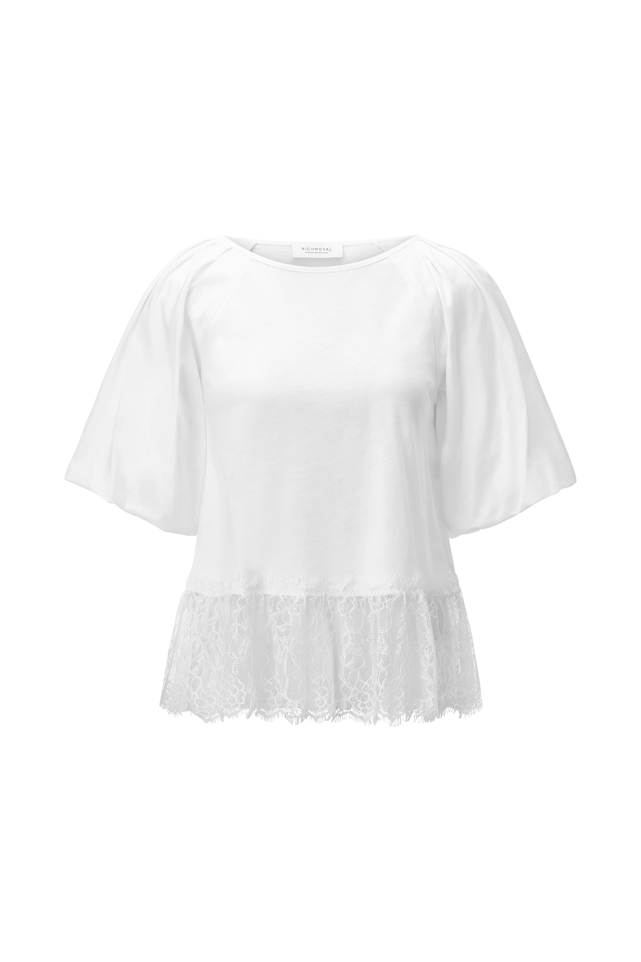 RICHROYAL T-Shirt Regular fit mit Spitzensaum