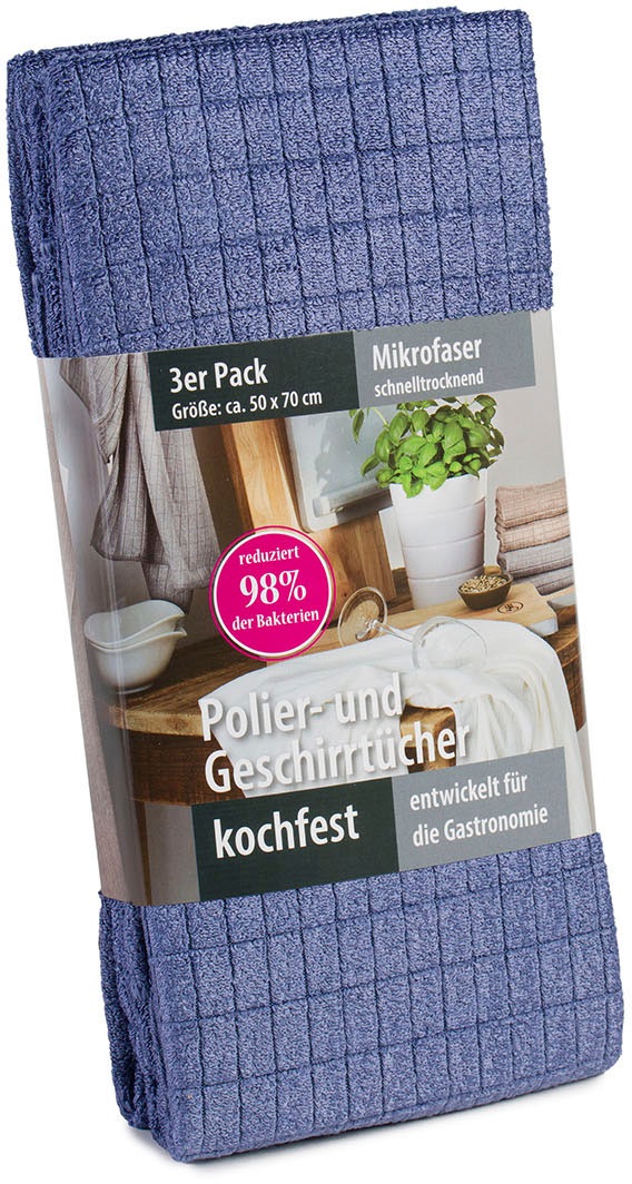 Gözze Geschirrtuch »Polier- und Geschirrtuch, Mikrofaser«, (Set, 3 tlg.), schnelltrocknend und kochfest