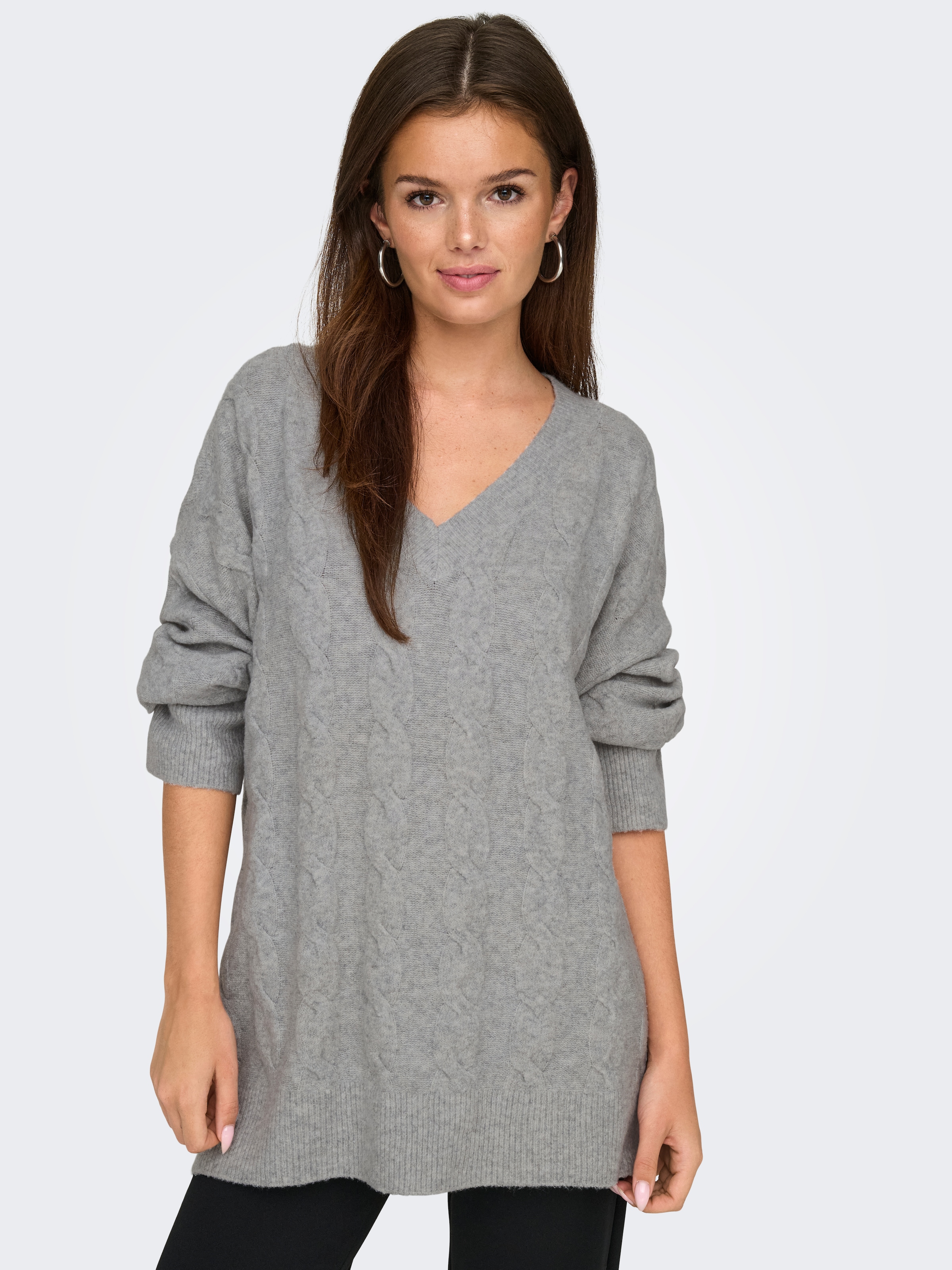 ONLY V-Ausschnitt-Pullover »ONLJEANETT LIFE L/S CABLE V-NECK CC KNT«, mit Zopfmuster
