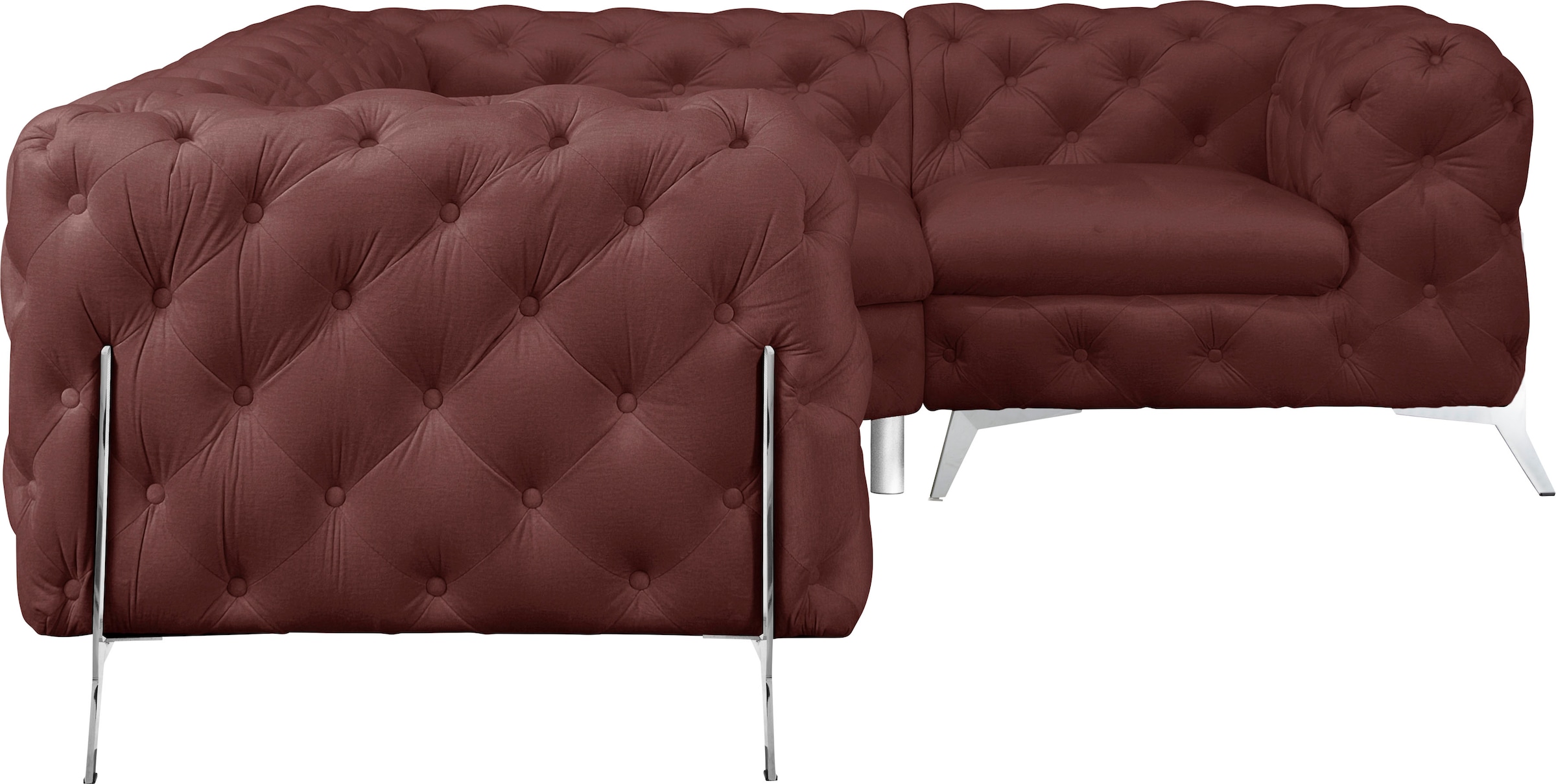 Leonique Chesterfield-Sofa »Amaury L-Form«, moderne Chersterfield-Optik, Breite 262 cm, Fußfarbe wählbar