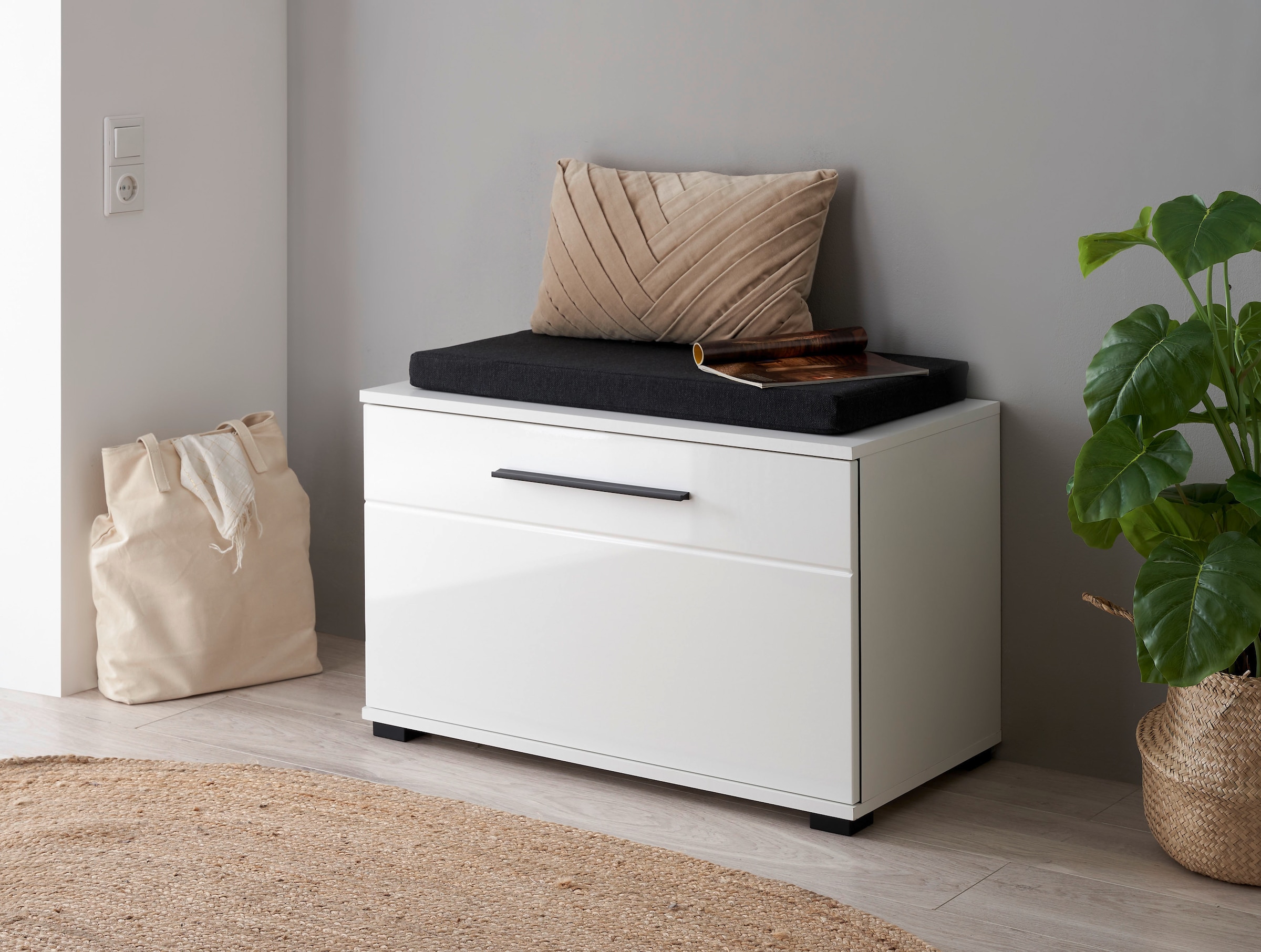 Home affaire Polsterbank »Cantara, Garderobenbank mit Klappe, Sitzbank in zwei Farben« 2 Stk. tlg. inkl. Sitzkissen, Platz für ca. 6 Paar Schuhe, 80 cm breit