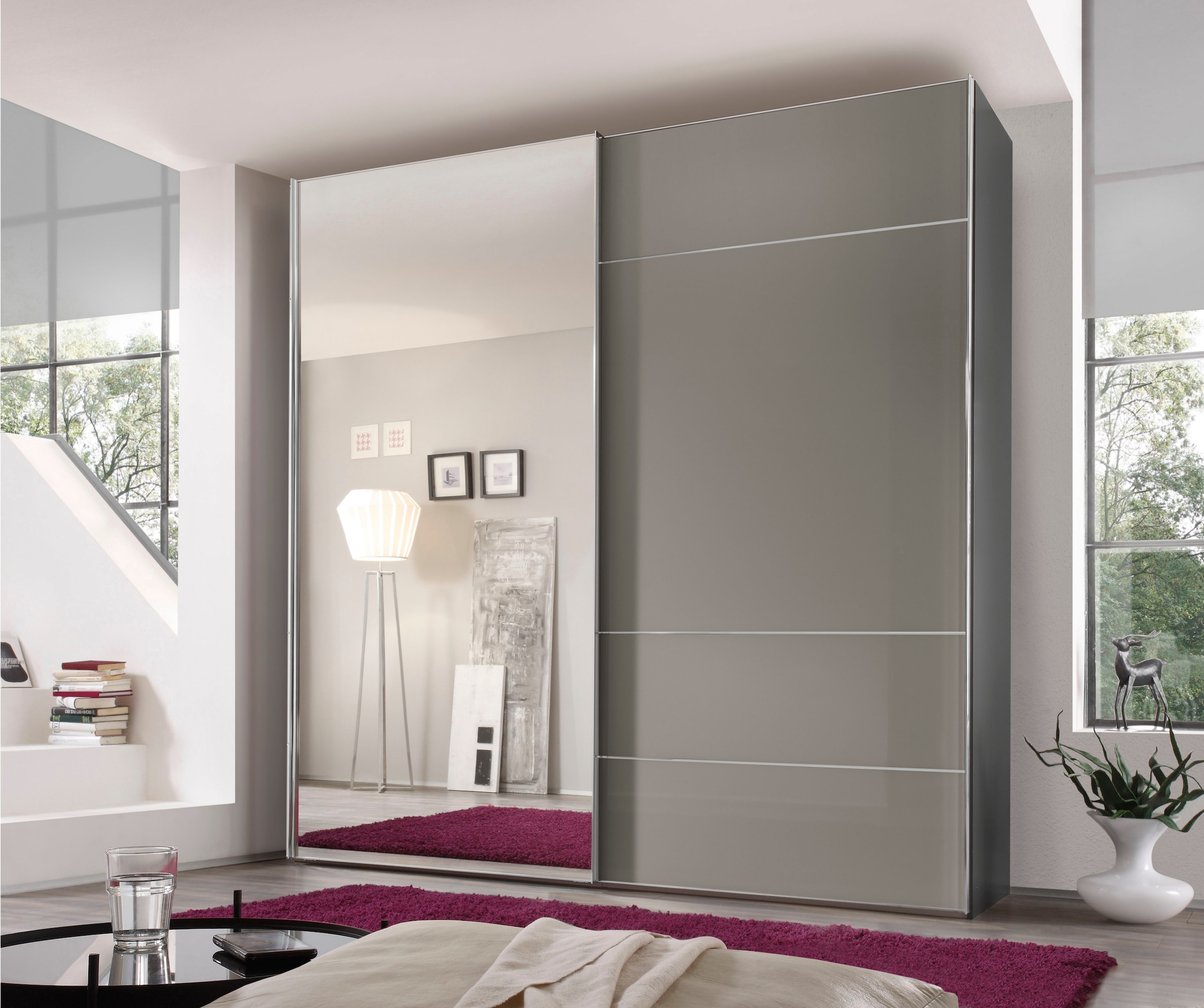 STAUD Schwebetürenschrank »Sonate Lucca mit Spiegel, Made in Germany« Mit vier verschiedenen Ausstattungsvarianten Saphierglas