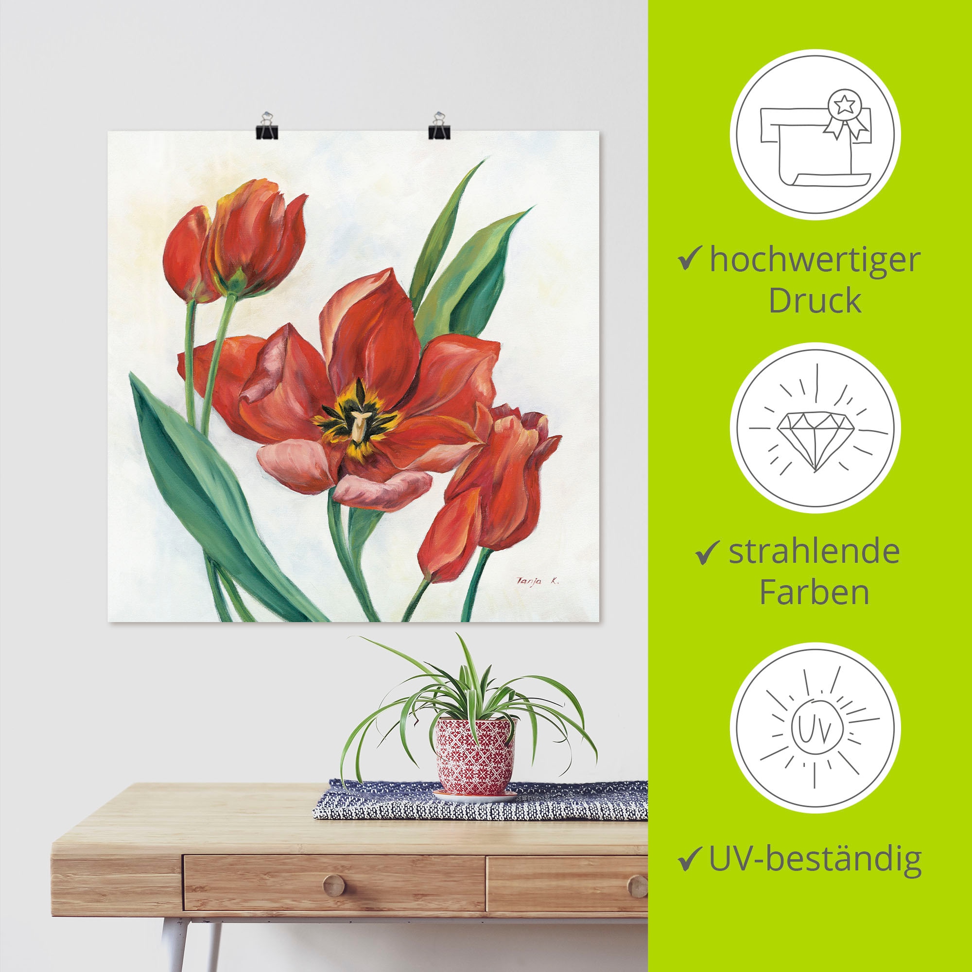 Artland Wandbild »Tulpen I«, Blumenbilder, (1 St.), als Leinwandbild, Poster in verschied. Größen
