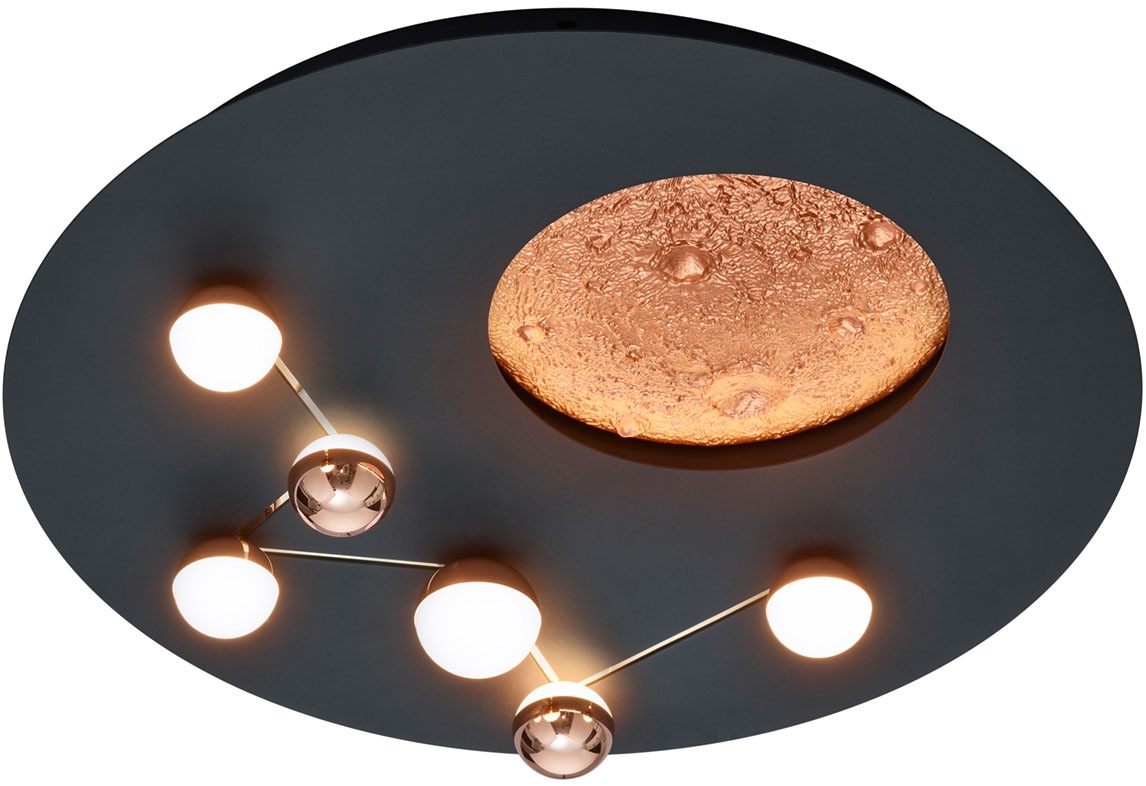 TRIO Leuchten LED Deckenleuchte »ZODIAC, Deckenlampe Mond Sterne, indirektes Licht, dimmbar CCT LED 42W«, 1 flammig, Leuchtmittel LED-Board | LED fest integriert, LED Deckenlampe Schlafzimmer Ø 50cm, Lichtfarbe einstellbar, Mondoptik