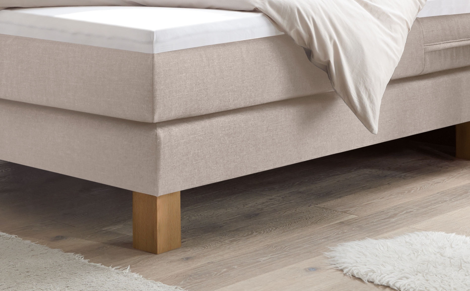 HASENA Boxspringbett »Cottage« mit gepolstertem Kopfteil, Kopfteilrahmen und Füsse aus massiver Eiche