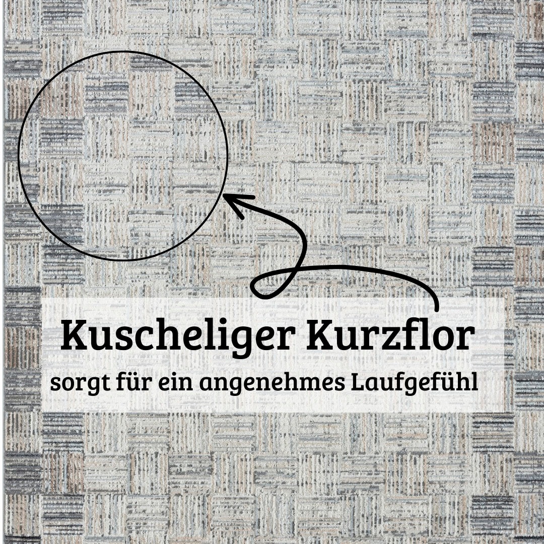 my home Teppich »Yasmin Lagerräumung«, rechteckig, 8 mm Höhe, Kurzflor, modernes Design, mit Bordüre, pflegeleicht, Wohnzimmer