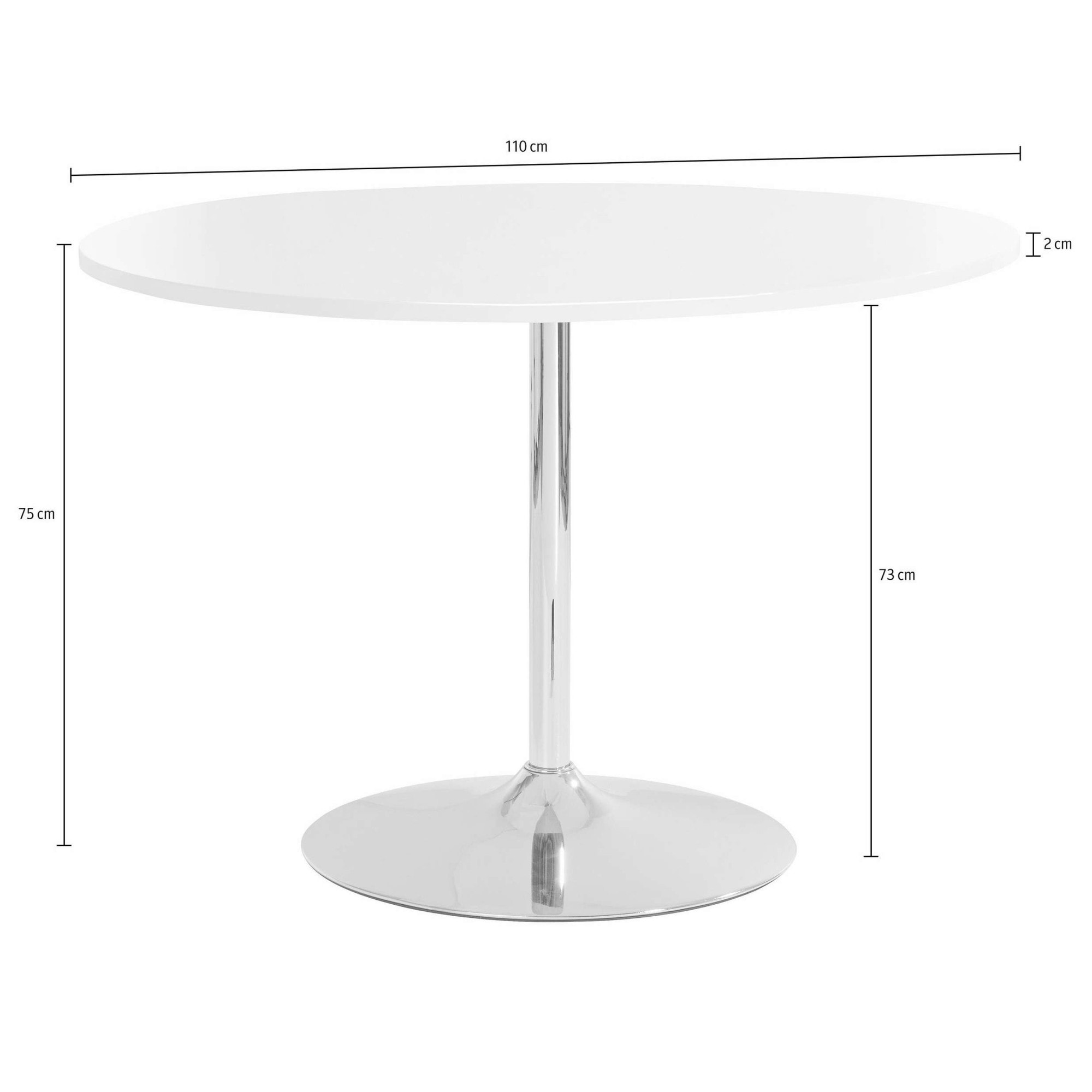 OTTO home Esstisch »Trompet« rund, Ø110 cm, Tischplatte Hochglanz oder Holzoptik, Trompetenfuß