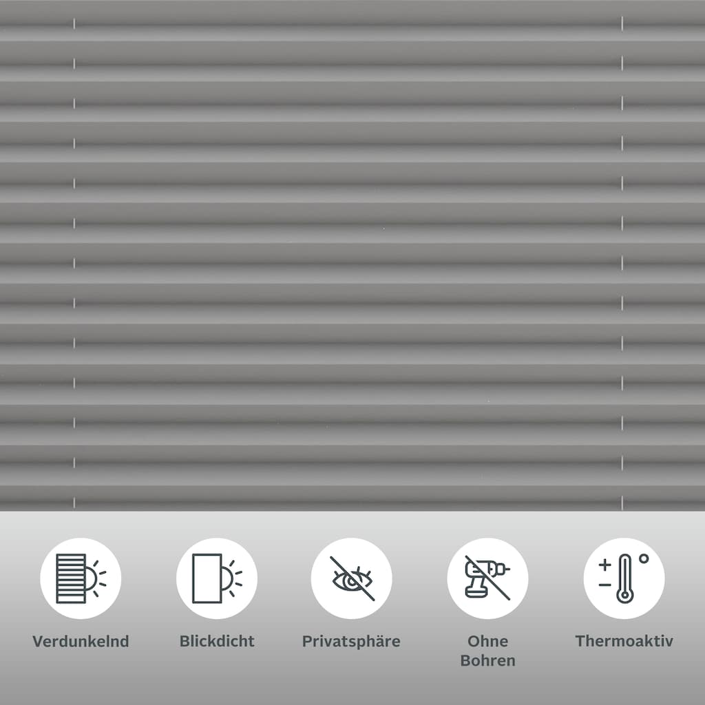 my home Plissee »Marei Thermo«, verdunkelnd, Perlreflex-beschichtet-energiesparend, ohne Bohren, verspannt