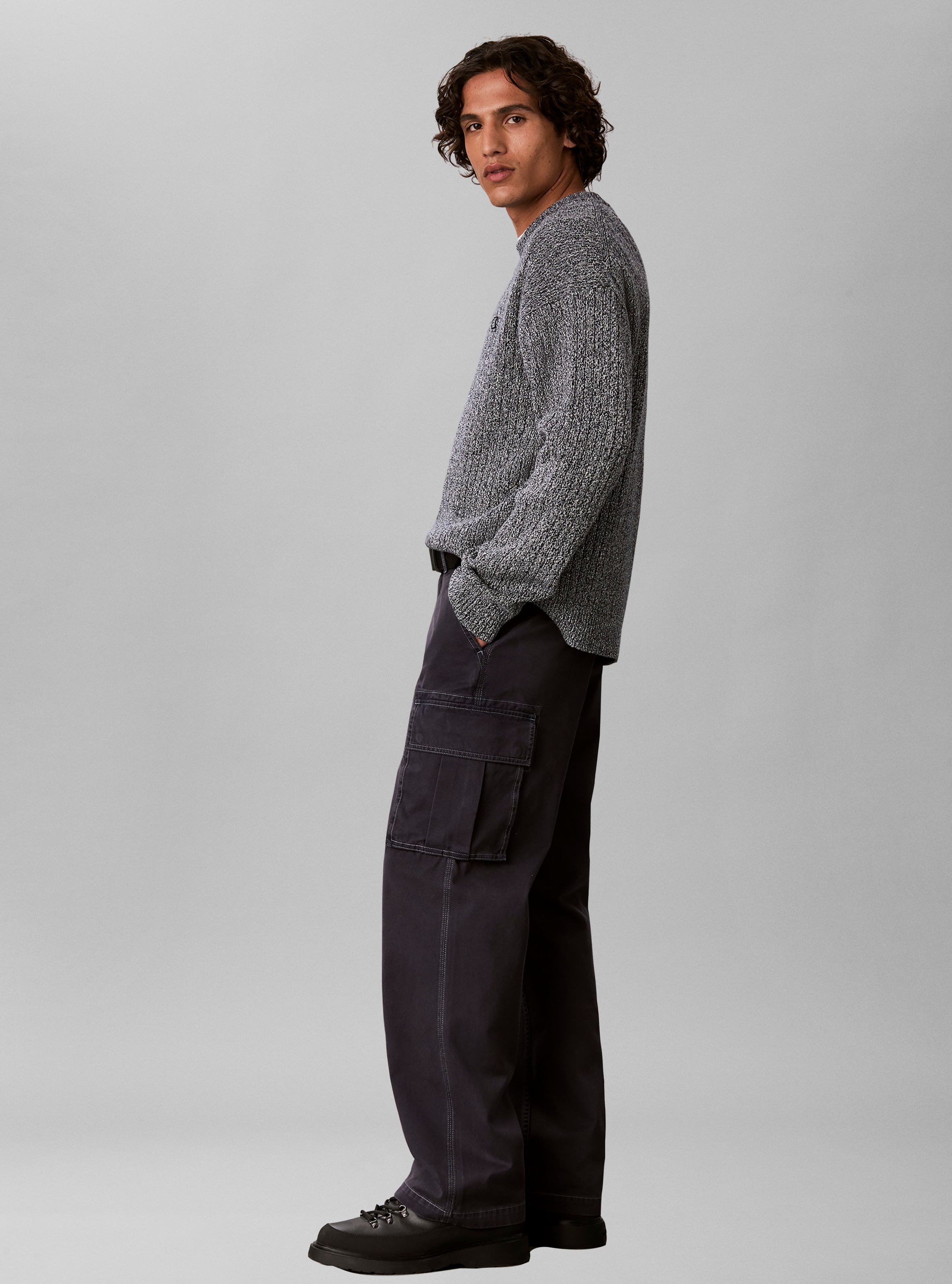Calvin Klein Jeans Strickpullover Rippstrick, Regular Fit, Logo-Stickerei