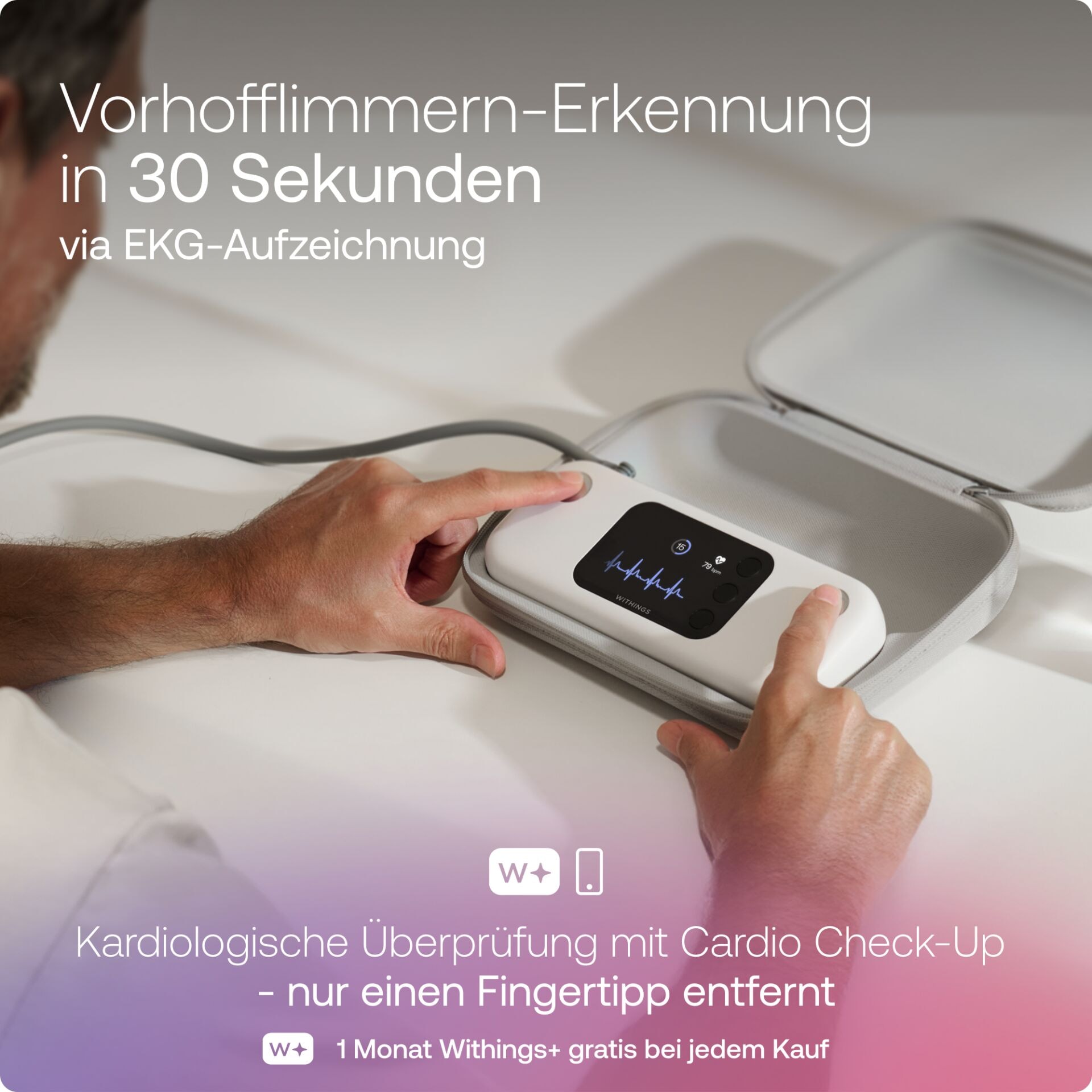 Withings Blutdruckmessgerät »BPM Vision mit EKG, WLAN & Farbdisplay« Automatische Messung, Speicher für mehrere Nutzer, App-Integration