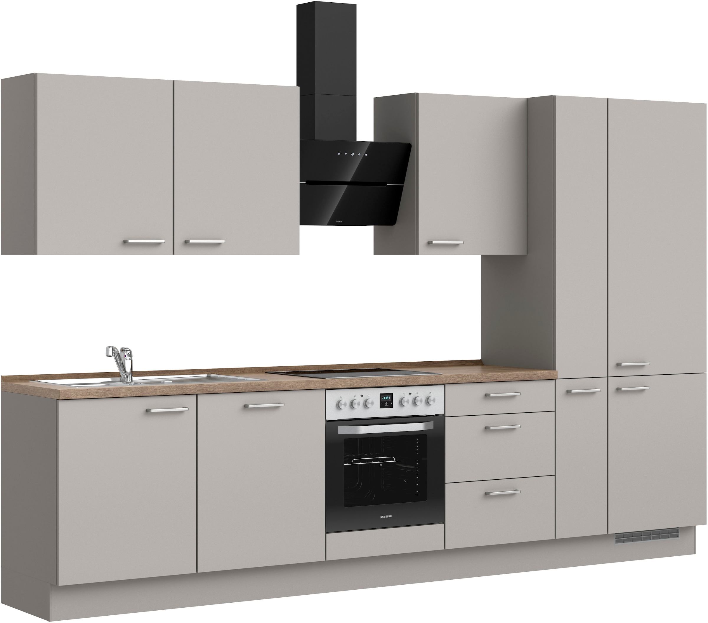nobilia® Küchenzeile »"Touch II"«, vormontiert, Ausrichtung wählbar, Breite 330 cm, wahlw. mit E-Geräten