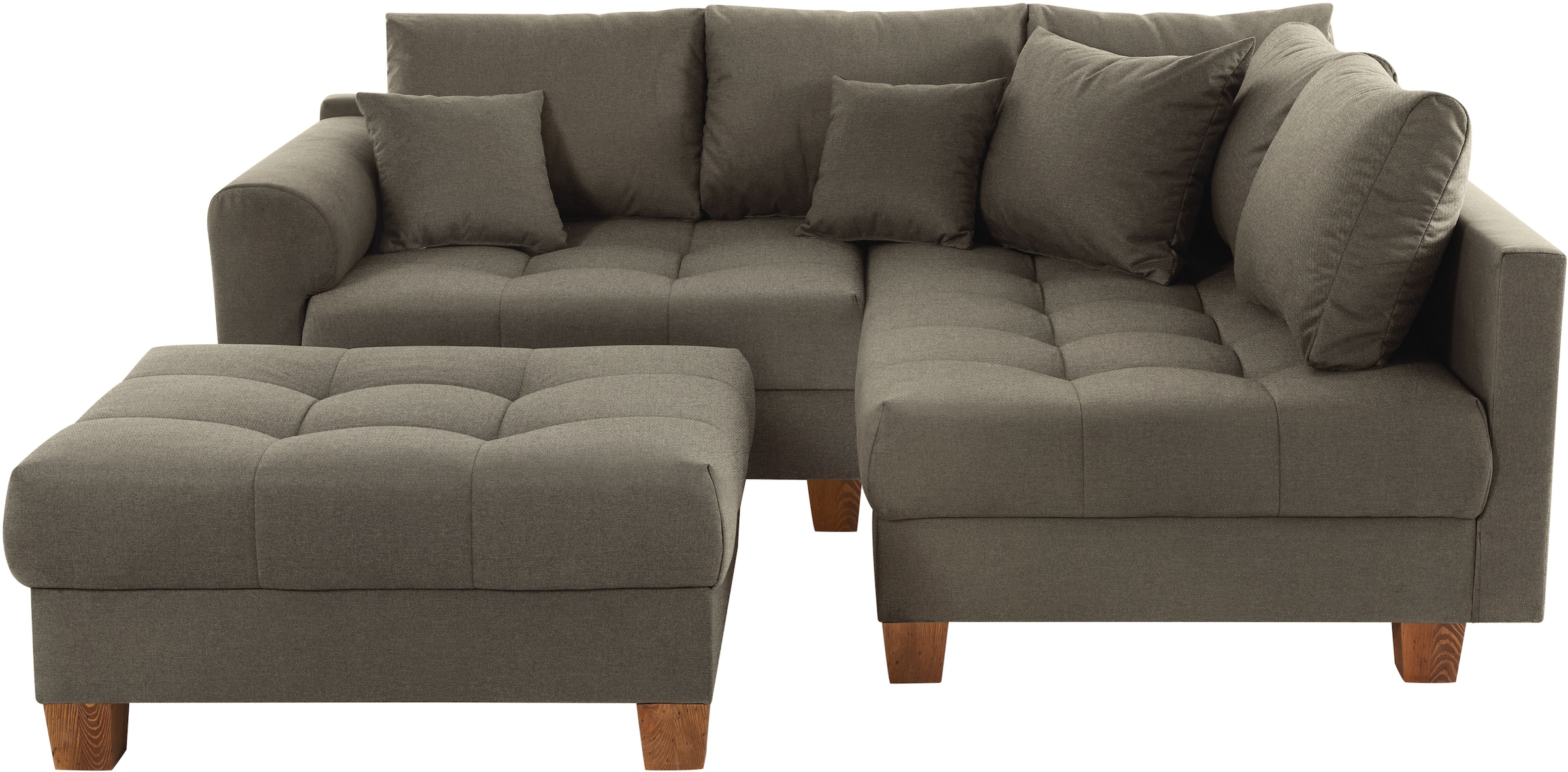 Home affaire Ecksofa »Rice L-Form, B: 216 cm« Set: Sofa & Hocker, mit 3 Zie günstig online kaufen