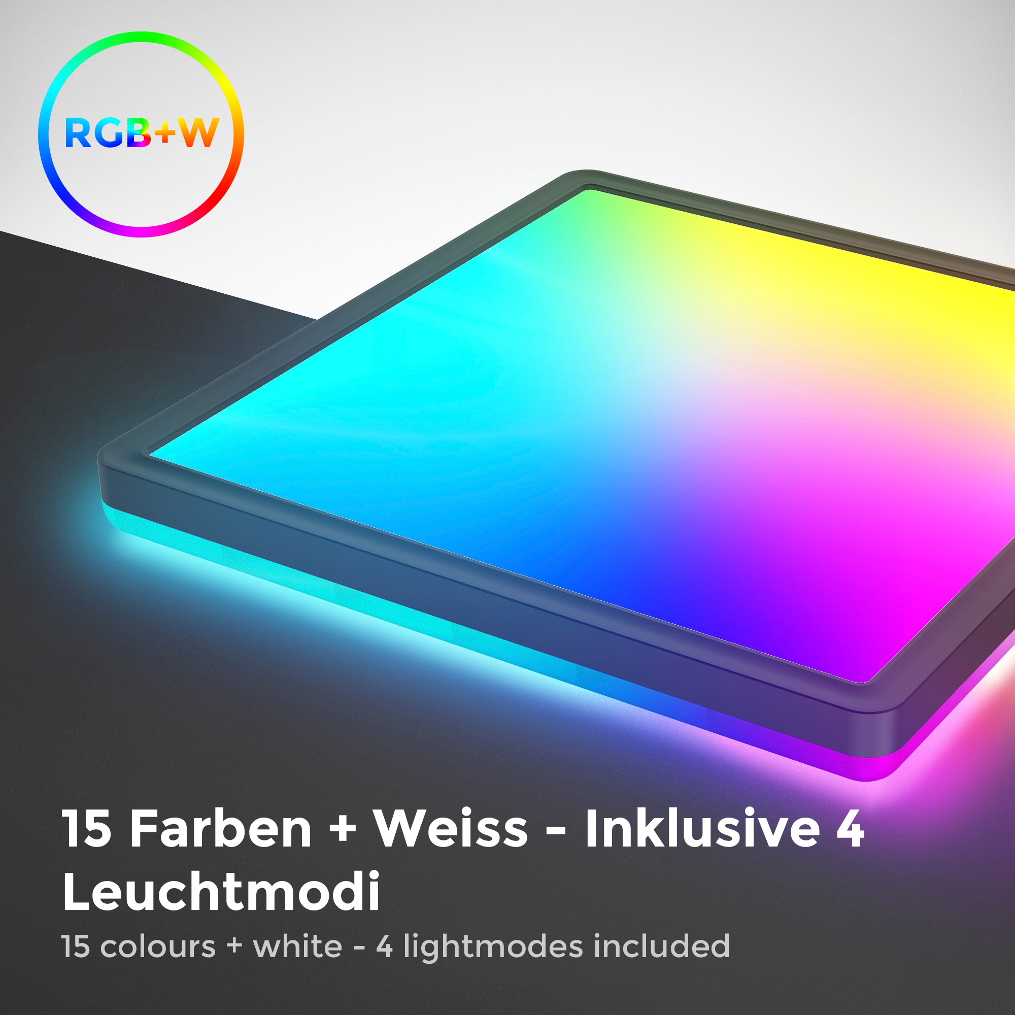 B.K.Licht ultraflache LED Deckenleuchte mit Hintergrundbeleuchtungseffekt und Fernbedienung, 1 x LED Platine 15 Watt, 1.850lm, 4.000K, in Stufen dimmbar, Gr. 29 x 29 cm