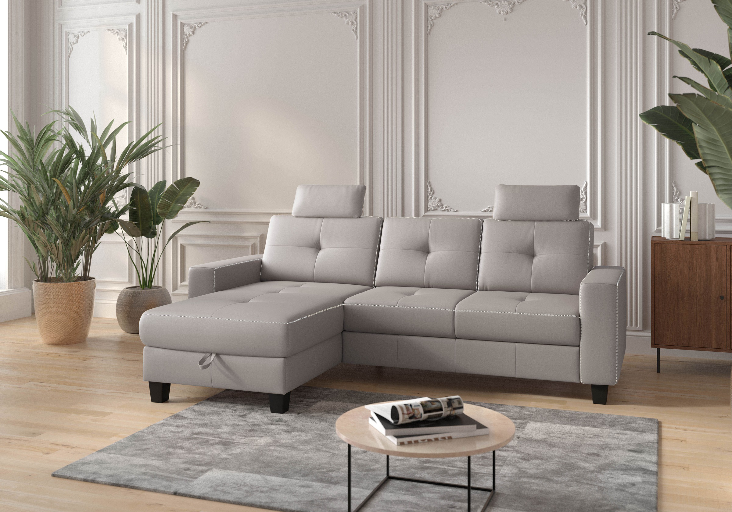 Places of Style Ecksofa »Varese«, wahlweise mit Bettfunktion und Bettkasten