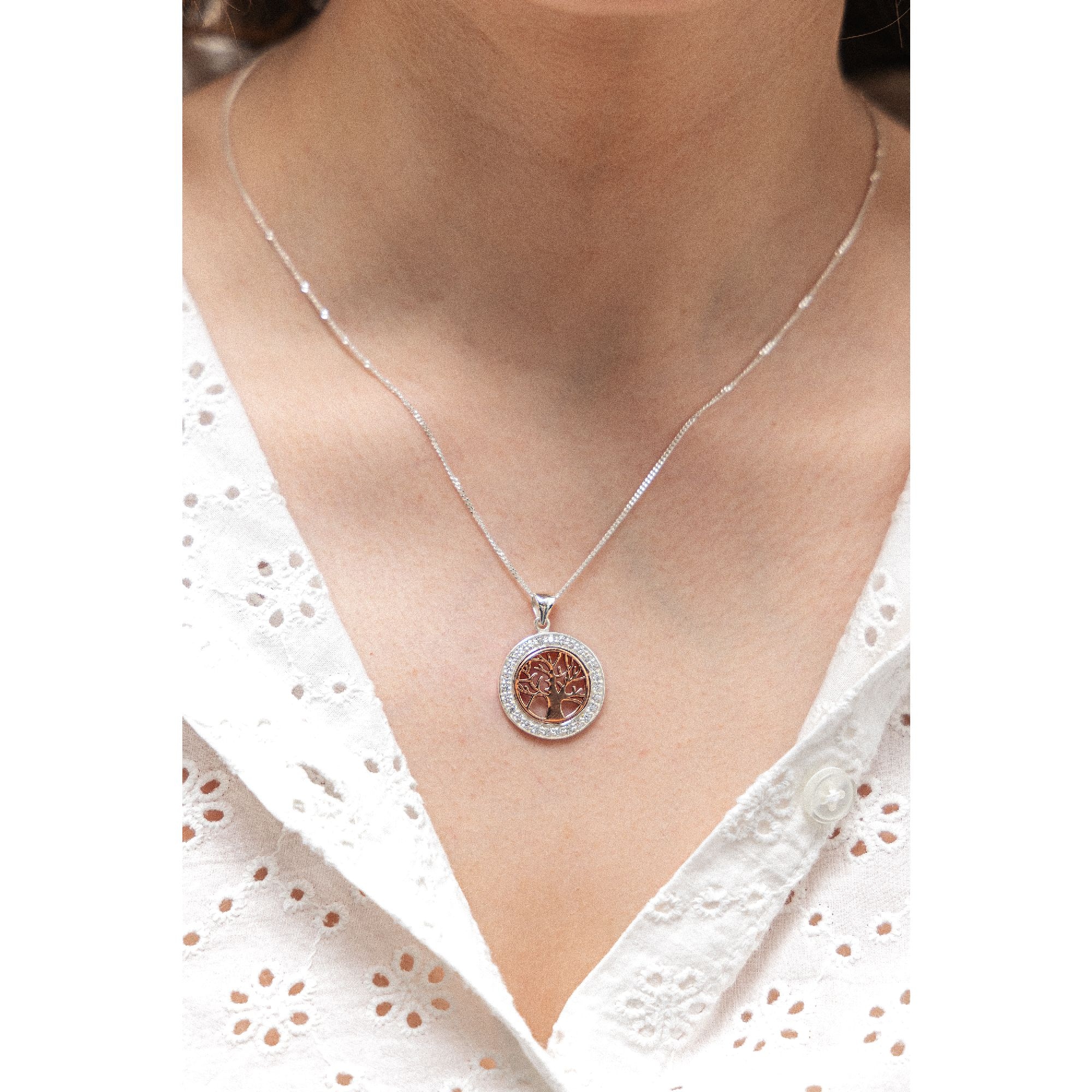 Zeeme Kette mit Anhänger »Silber 925 zweifarbig mit Lebensbaum-Motiv«