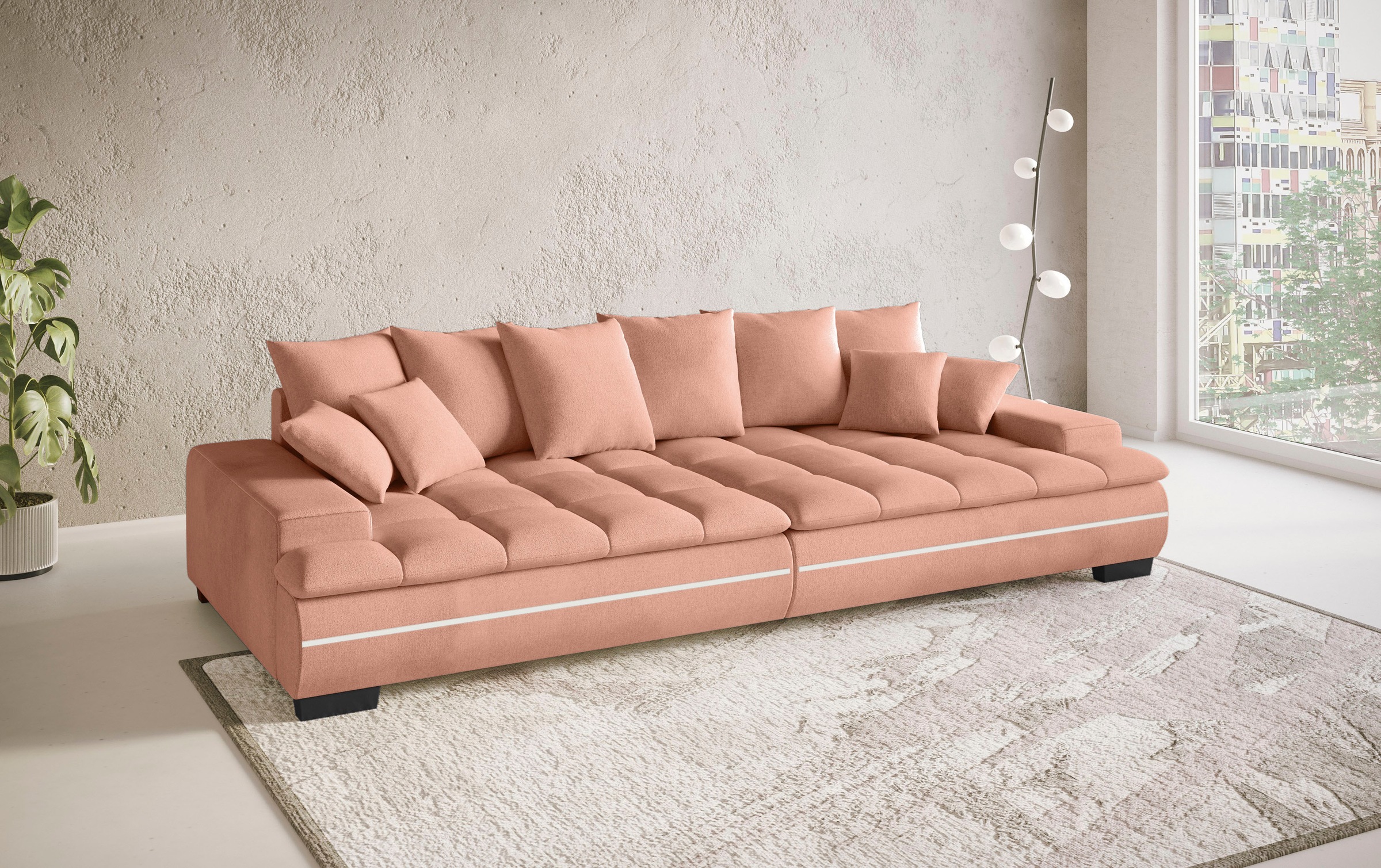Mr. Couch Big-Sofa »Haiti II RGB-LED«, RGB-LED Beleuchtung, mit Handwerklich gearbeiteter Komfort-Steppung