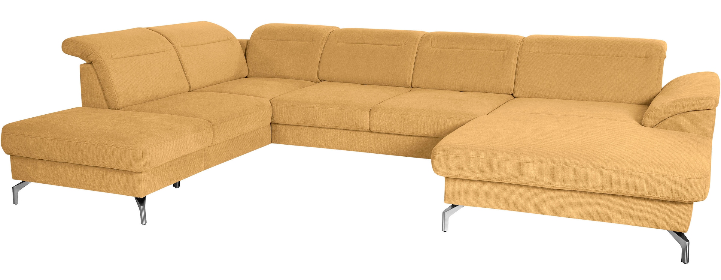 sit&more Wohnlandschaft »Percy U-Form«, 15 cm Fußhöhe, Sitztiefenverstellung, wahlweise in 2 Fußfarben