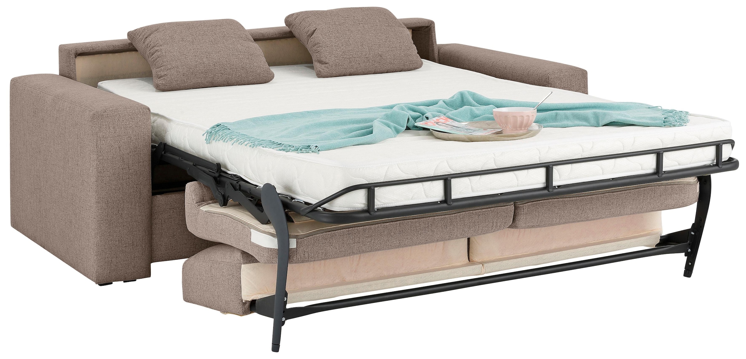 Home affaire Schlafsofa »Roma Matratzenhöhe 14 cm«, Dauerschlaffunktion, mit Unterfederung, Lattenrost, Matratze