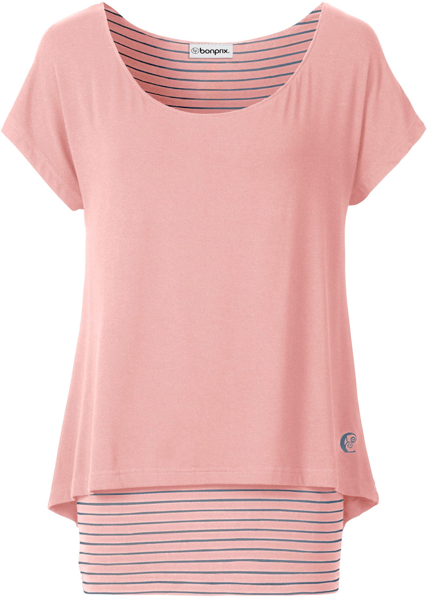 bonprix Longshirt »Longshirt aus softem Viskosemix« schmale Passform, Kurzarm, im Layer-Look, aus Viskosemix