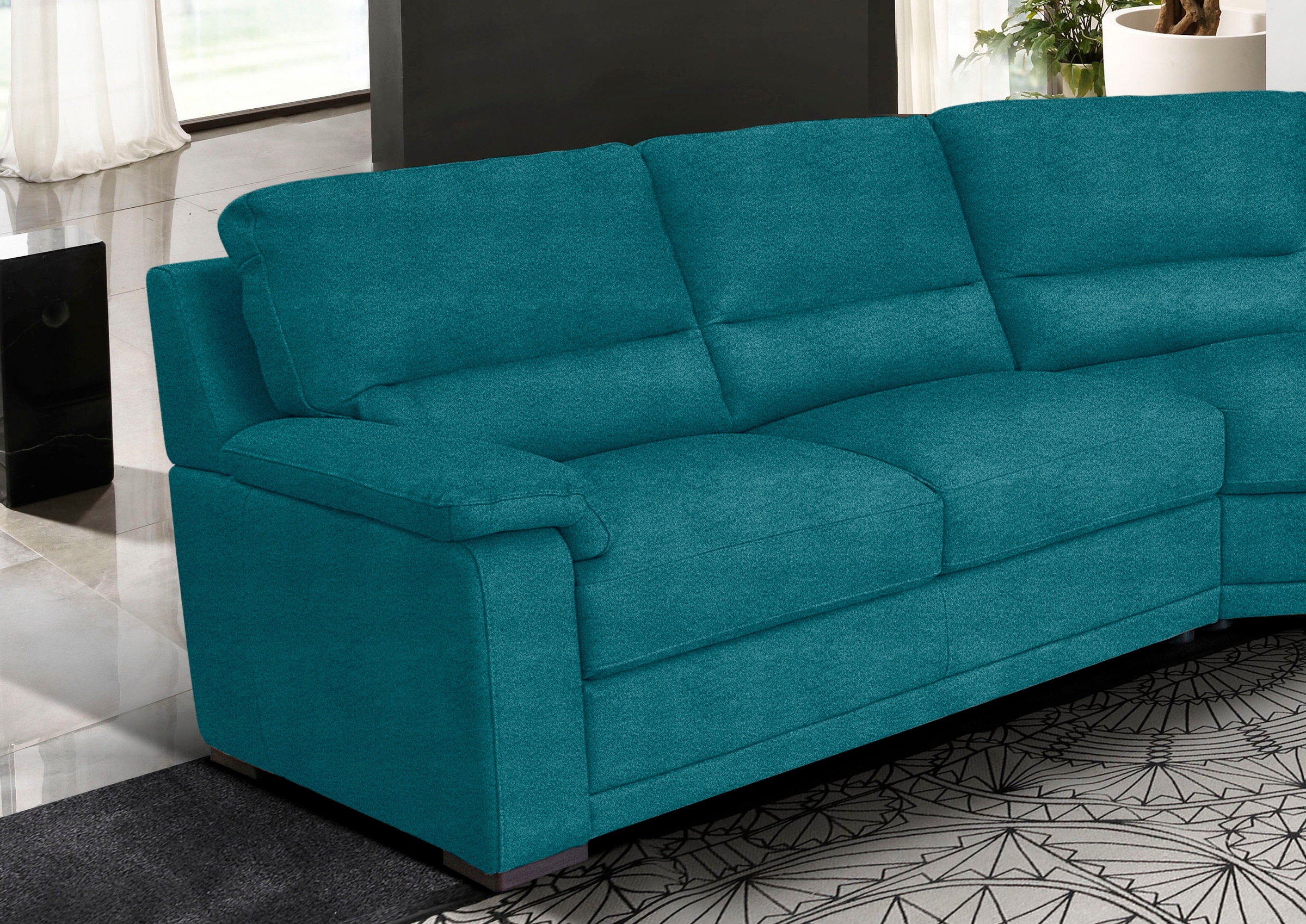 Egoitaliano Ecksofa »Doris, modernes Designerecksofa in hochwertigen Microfaserqualitäten«, edle Detailverarbeitung, wahlweise fleckenabweisend oder in Lederoptik
