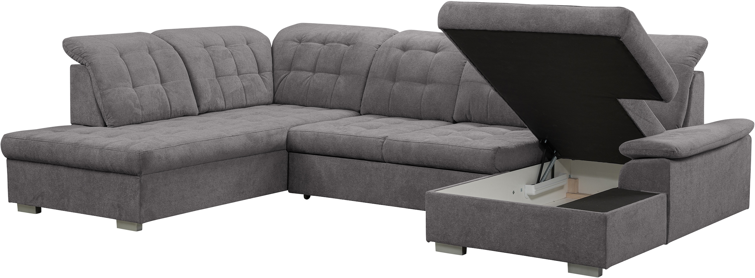 WERK2 Wohnlandschaft »Kordula-New Multifunktion Couch, Breite 332cm, U-Form«, Sofa in U-Form mit Schlaffunktion & Bettkasten, Schlafcouch