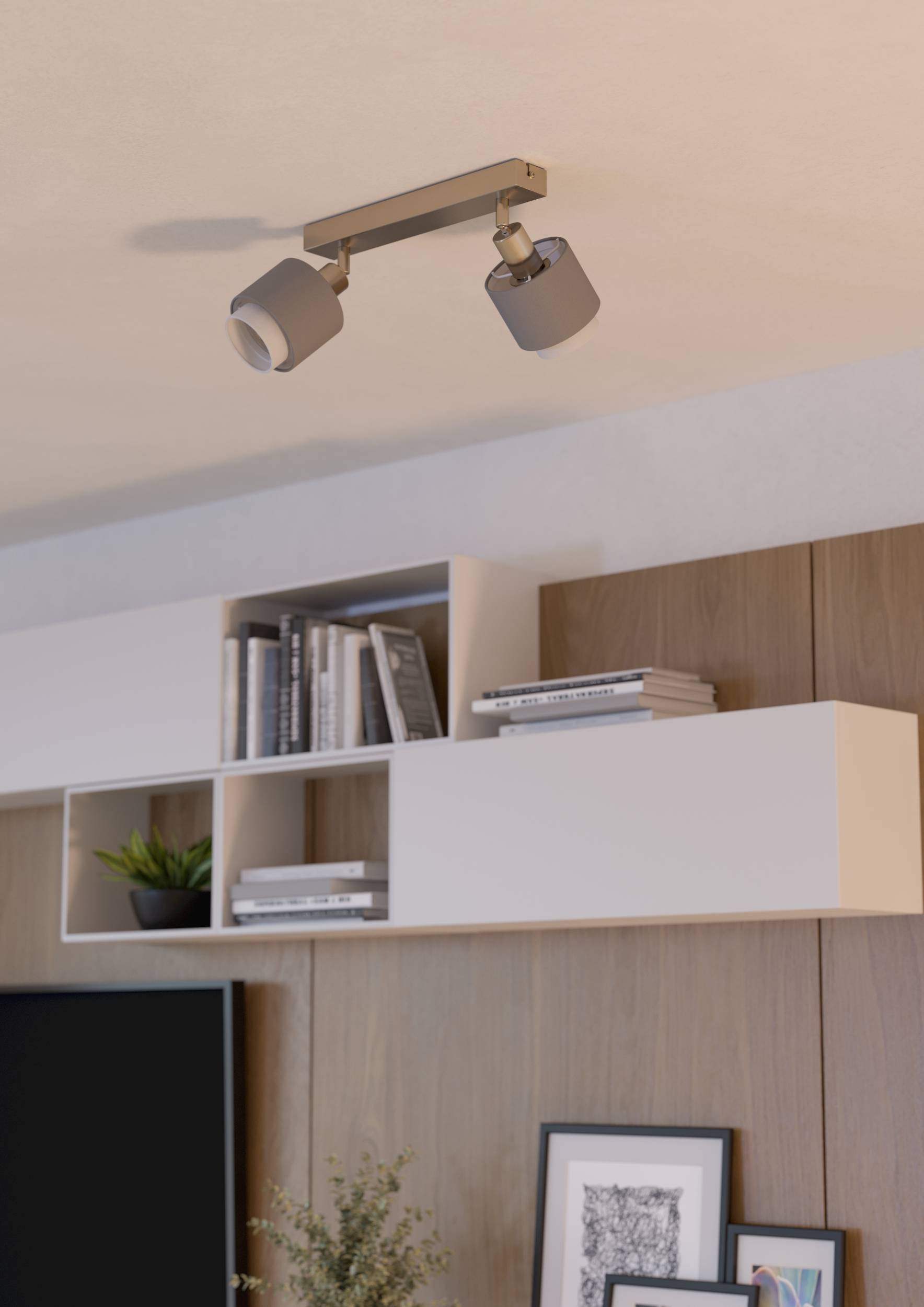 EGLO Deckenleuchte »Bellizzi Deckenstrahler schwenkbar, grau und weiß, E14, Küchenlampe« E14 1 Stk. Spot - L31 x B9 x H18,5 cm - nickel-matt - 2X7,5W exkl.