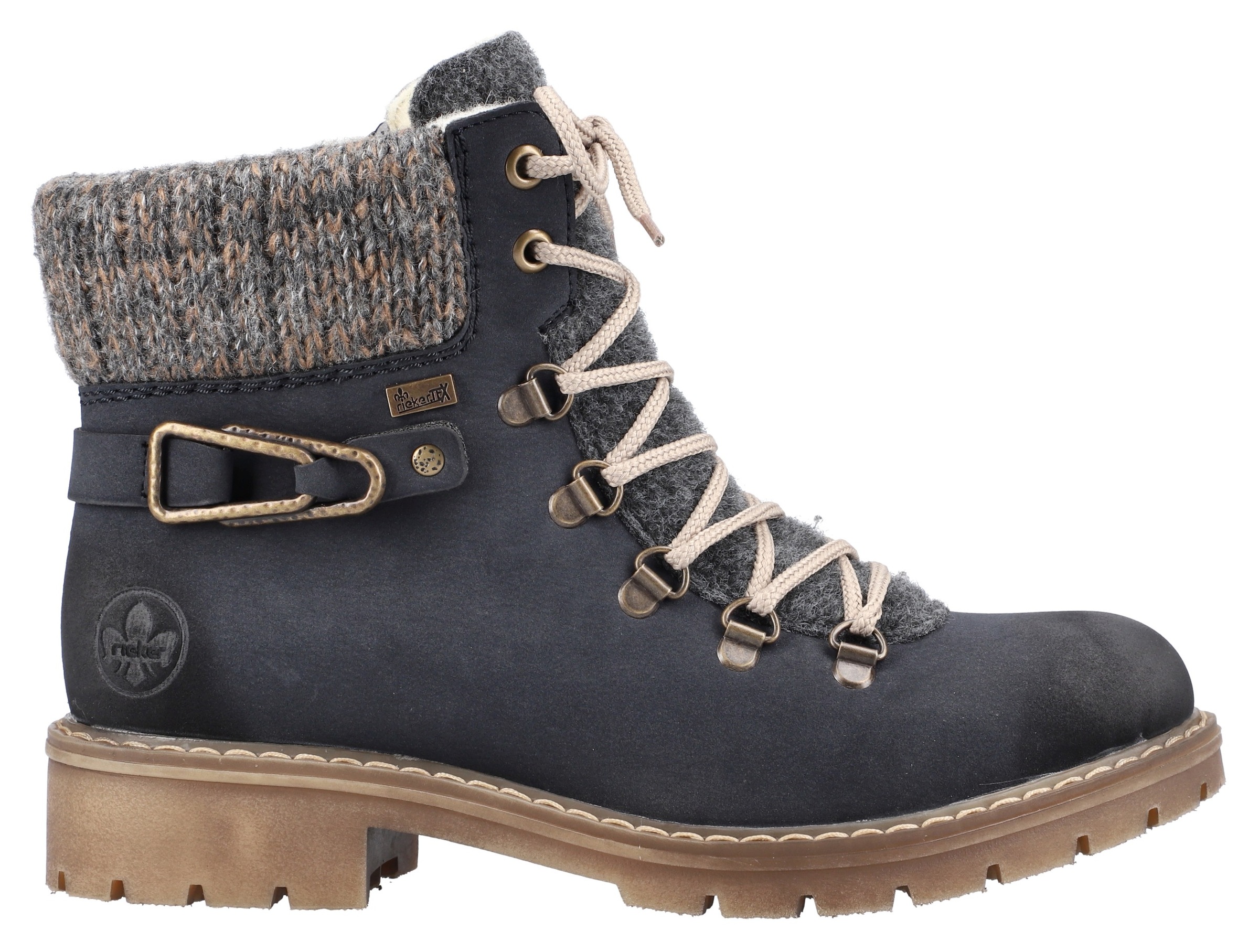 Rieker Winterstiefelette, Winterboots, Schnürboots mit Strickrand und Rieker-TEX
