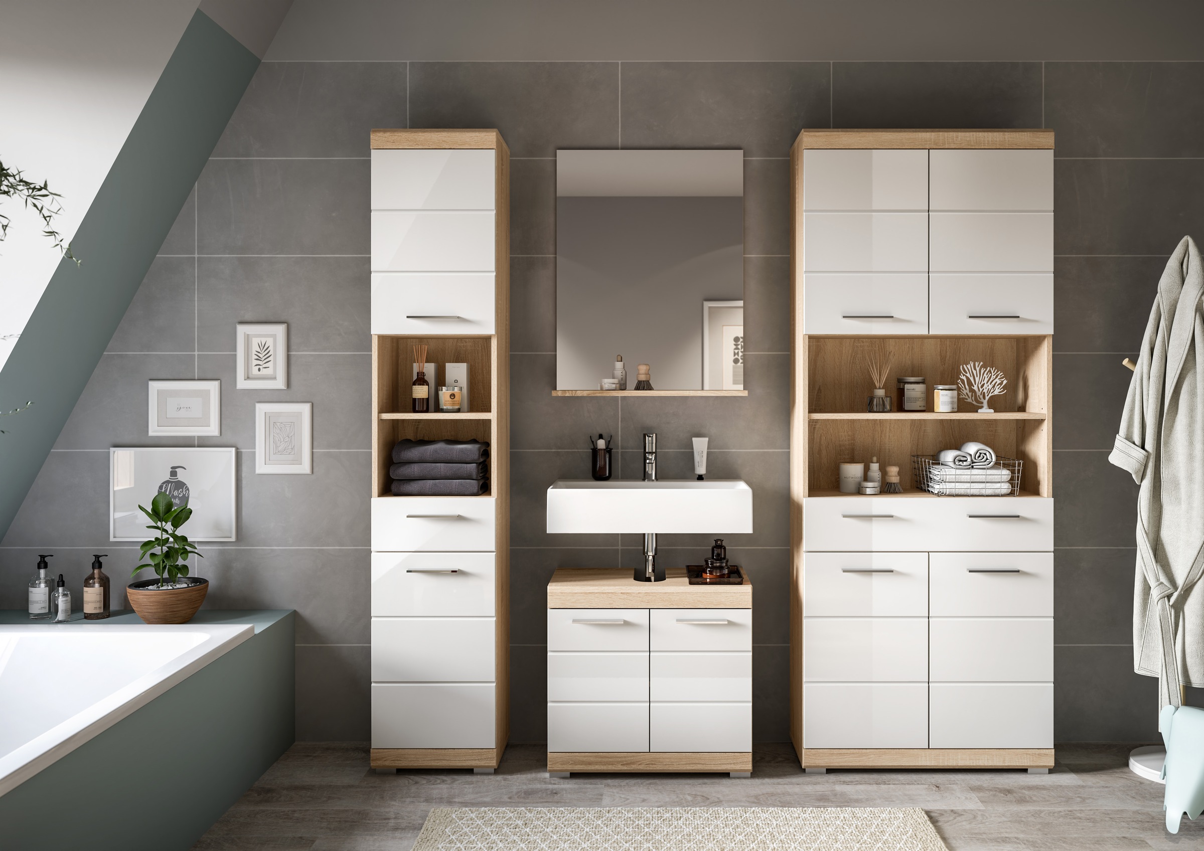 INOSIGN Badmöbel-Set »Siena, 4 teilig, bestehend aus:«, (Set), Hochschrank, günstig online kaufen