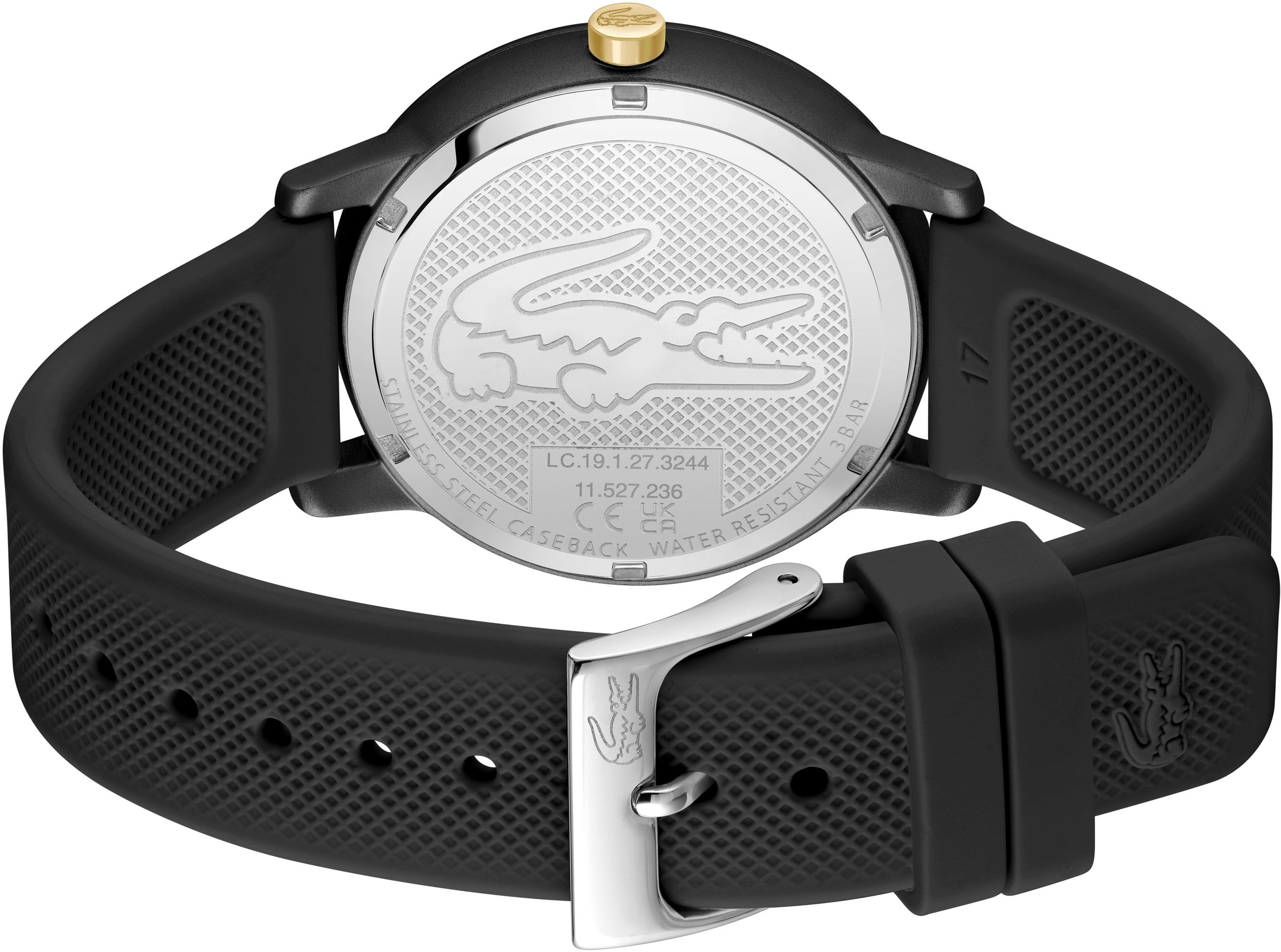 Lacoste Quarzuhr »LACOSTE.12.12 GO«, Armbanduhr, Damenuhr, analog, Glaskristalle, Silikonarmband