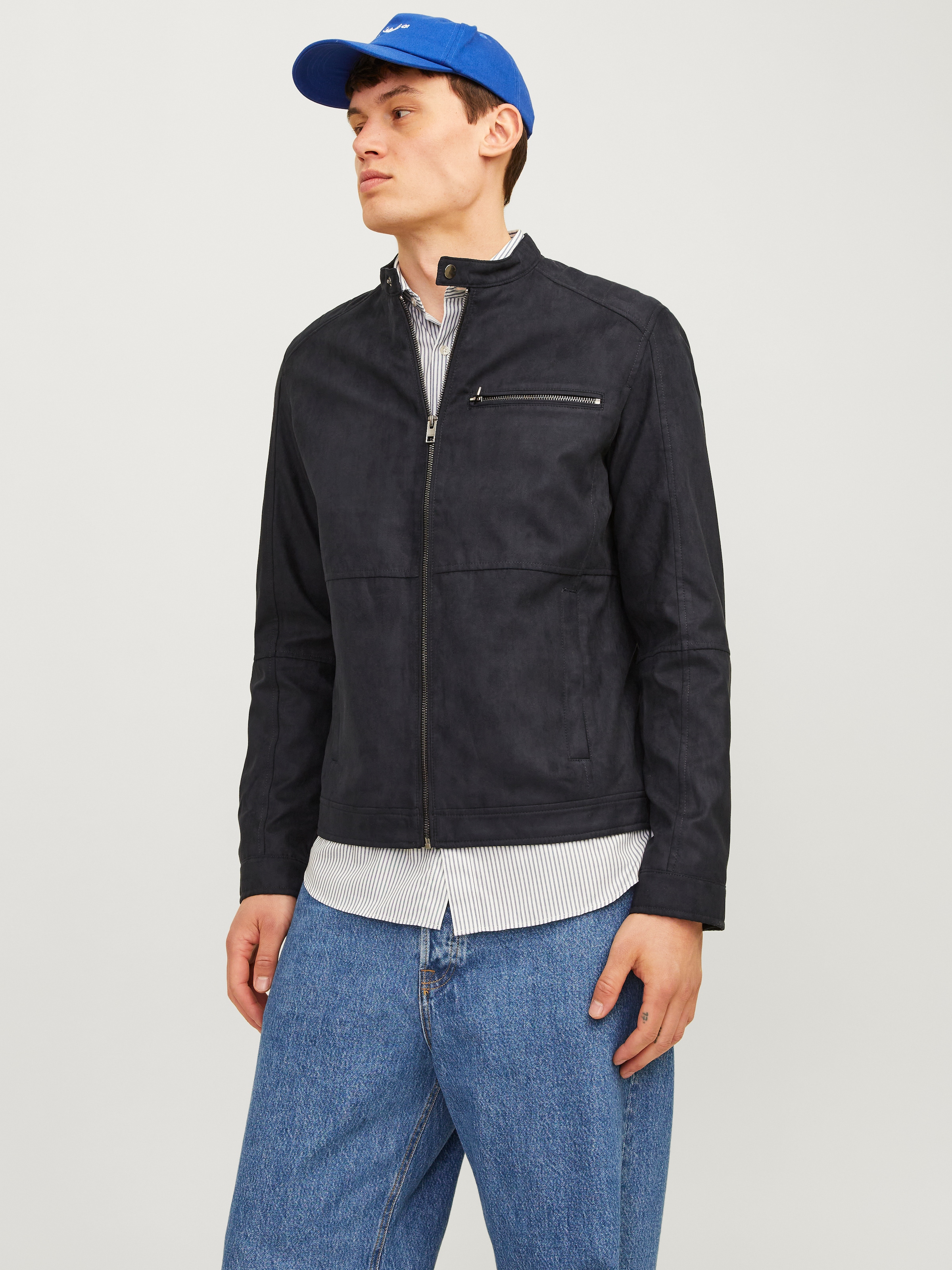 Jack & Jones Bikerjacke »JJEDYLAN mit wasserabweisender Funktion« ohne Kapuze unifarben, modisch, regular fit, Polyester