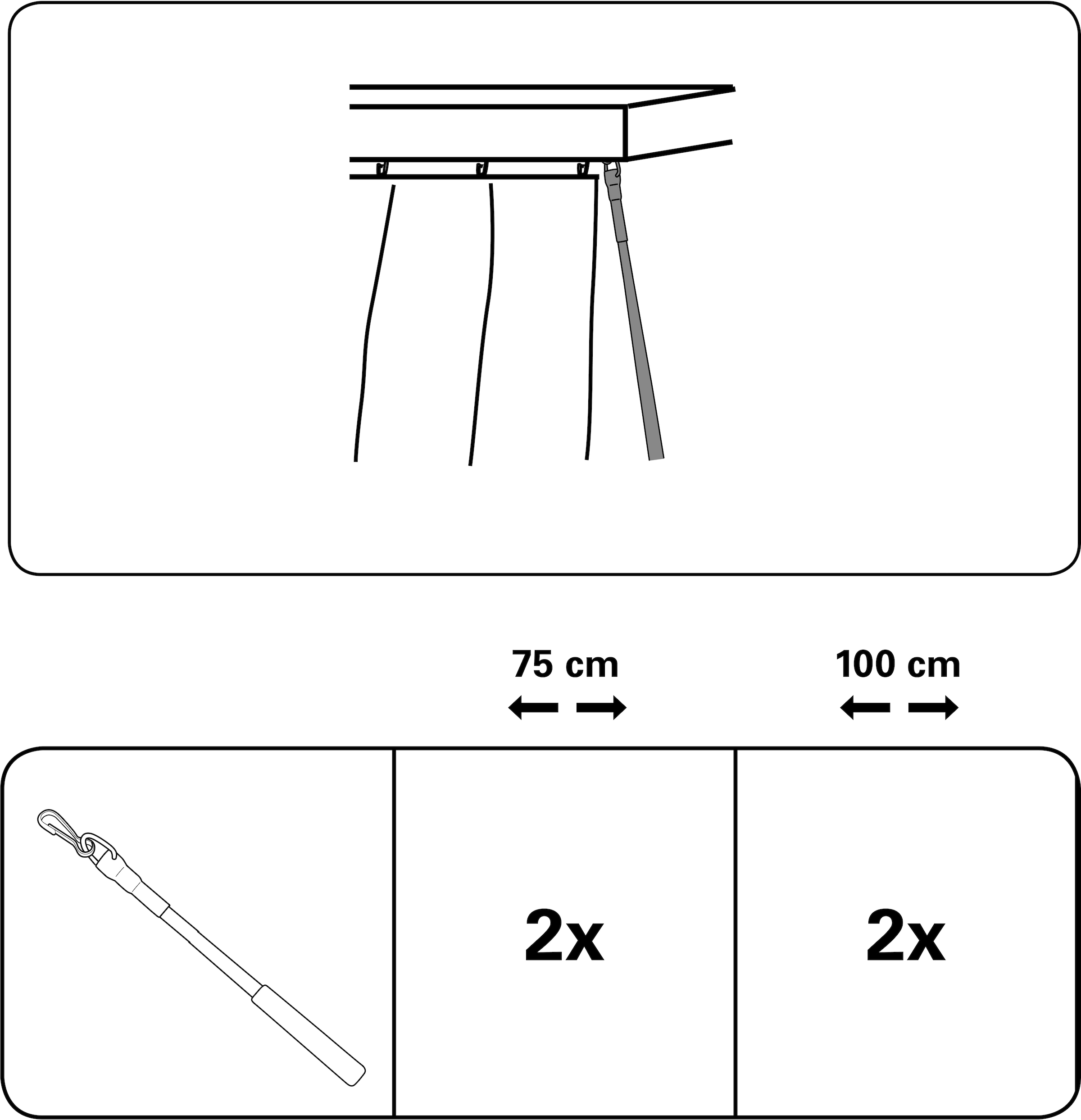 GARDINIA Schleuderstab »Kunststoff mit Metallhaken«, (Set, 2 St.), Serie Flächenvorhang-Technik Atlanta 3-läufig