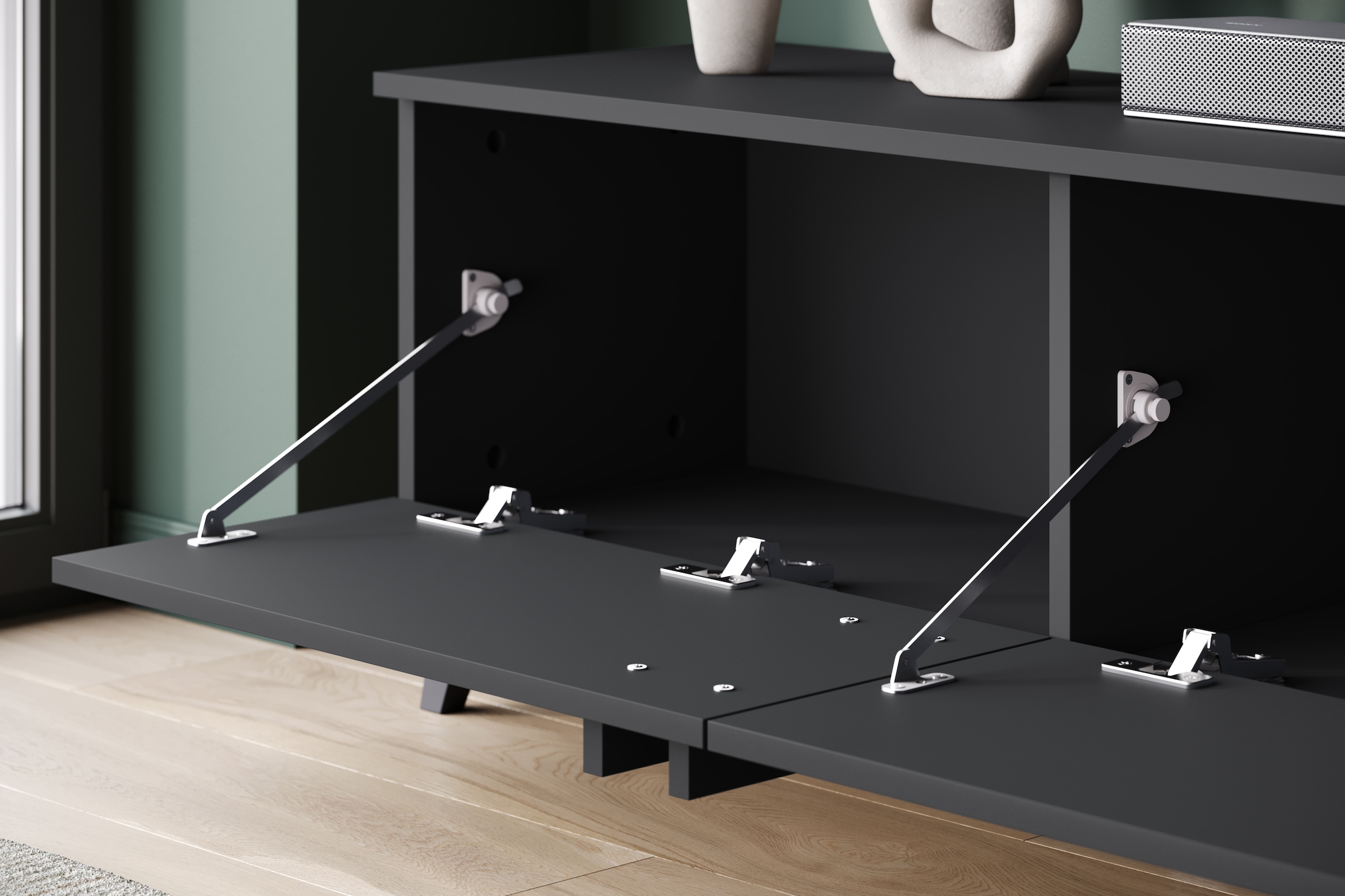 INOSIGN Lowboard »Helsinki, TV-Kommode Breite 180cm«, (1 St.), modernes Design, 3 Klapptüren