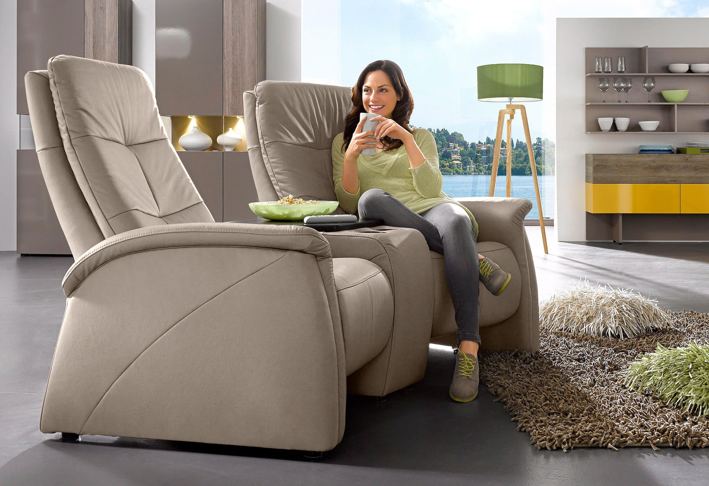 exxpo - sofa fashion 2-Sitzer »Tivoli, Kinosofa, bequem,«, mit Relaxfunktion, integrierter Tischablage und Stauraumfach
