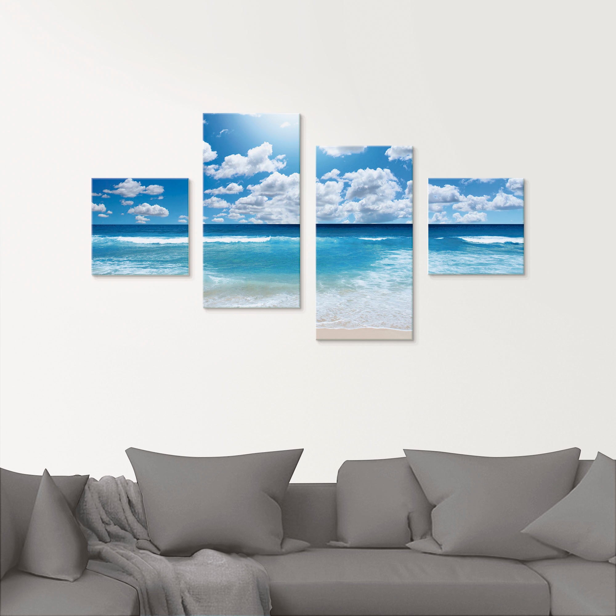 Artland Glasbild »Großartige Strandlandschaft«, Strand, (4 St.), in verschiedenen Größen