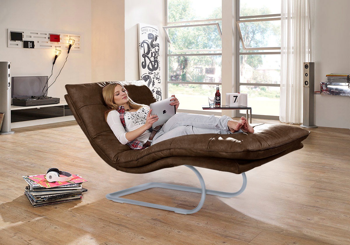 W.SCHILLIG Relaxliege »daily dreams«, in Waffelkissen-Optik, wahlweise mit Motor, silber matt, in 2 Breiten