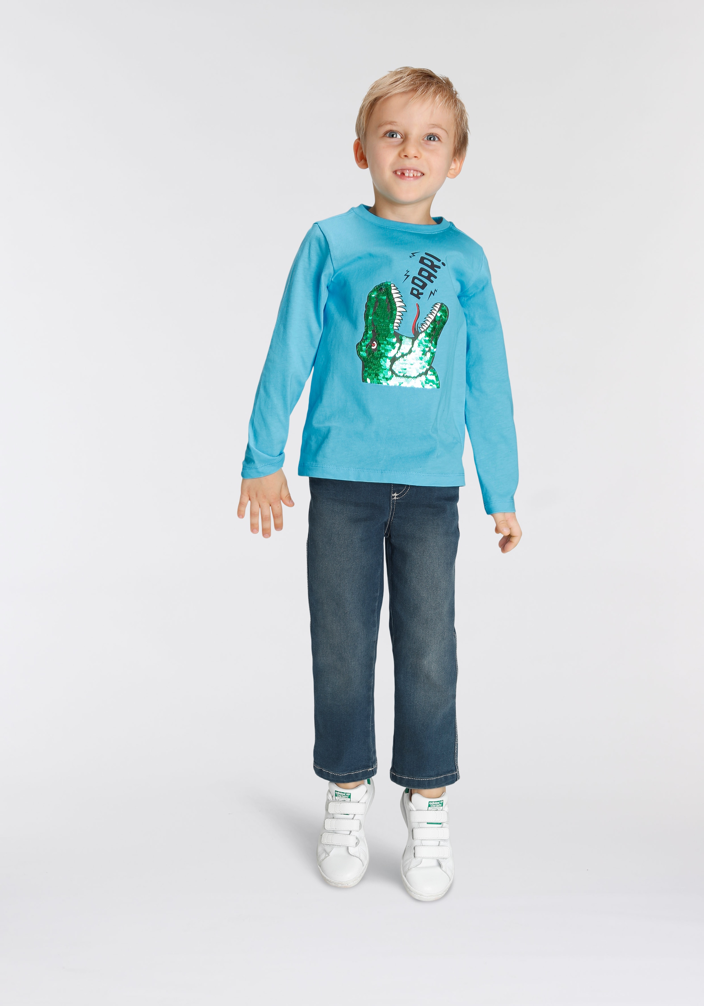 KIDSWORLD Langarmshirt »mit Dino-Motiv aus kaufen Online-Shop Wendepailletten« im