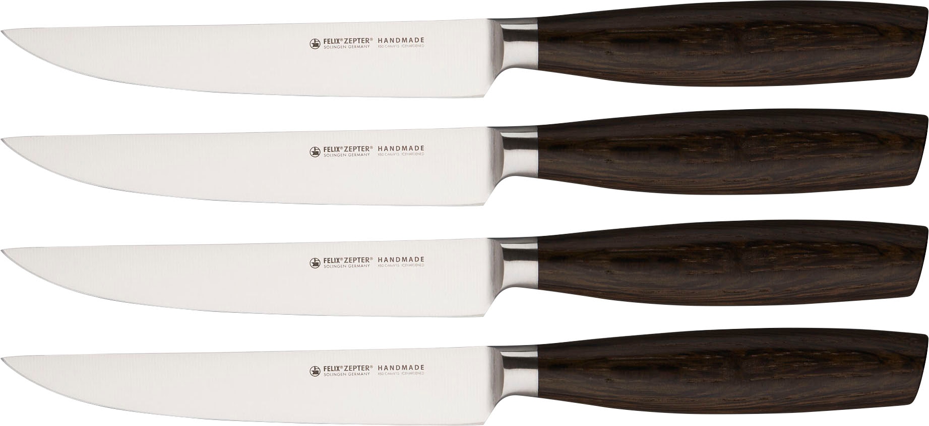 Felix Solingen Steakmesser »SIZE S SMOKED OAK«, (Set, 4 tlg.), Chrom-Molybd günstig online kaufen