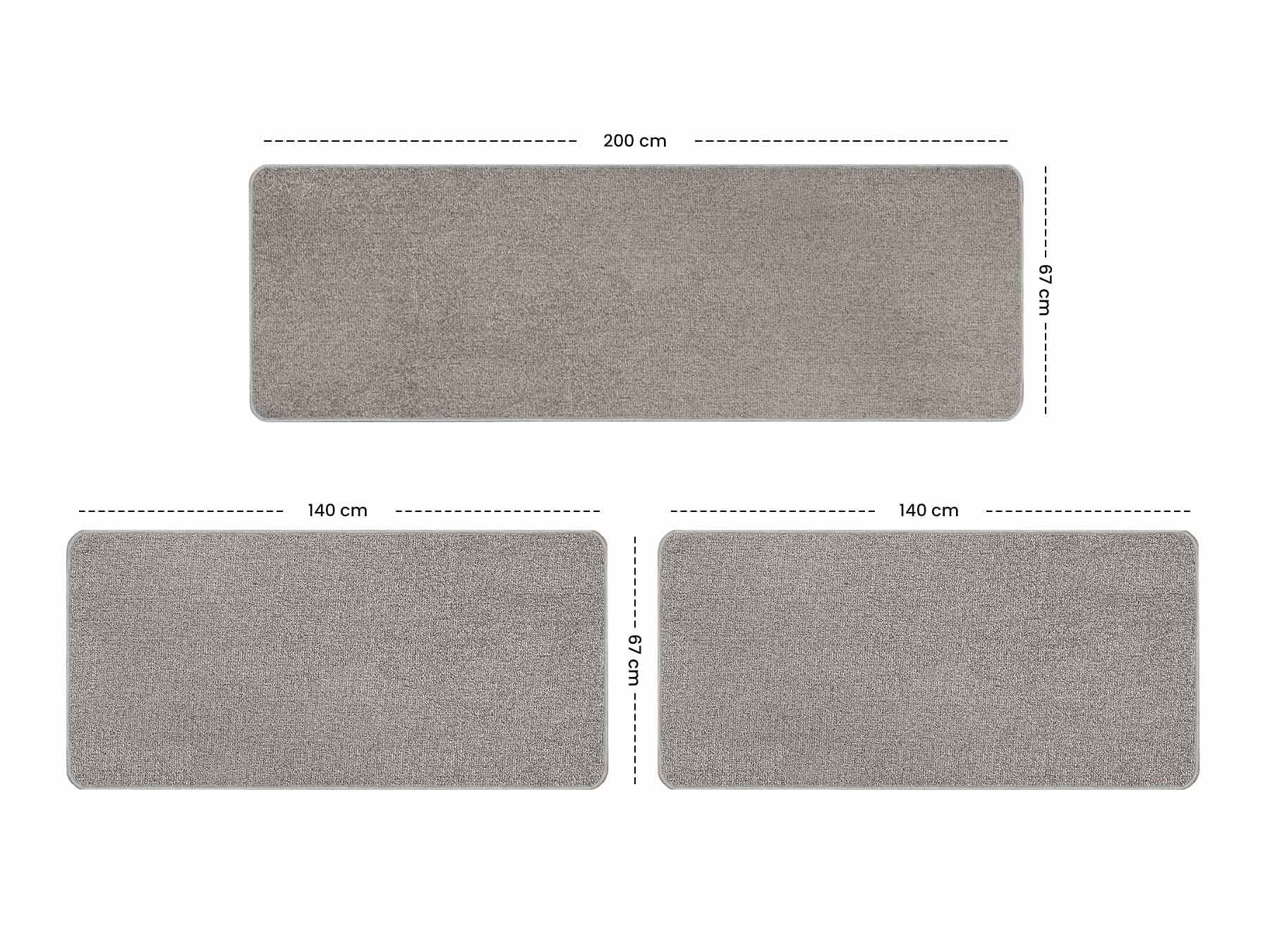 Primaflor-Ideen in Textil Bettumrandung »MANILA, Made in Netherlands«, (3 tlg.), Bettvorleger, Kurzflor, Uni Farben, Läufer-Set für das Schlafzimmer